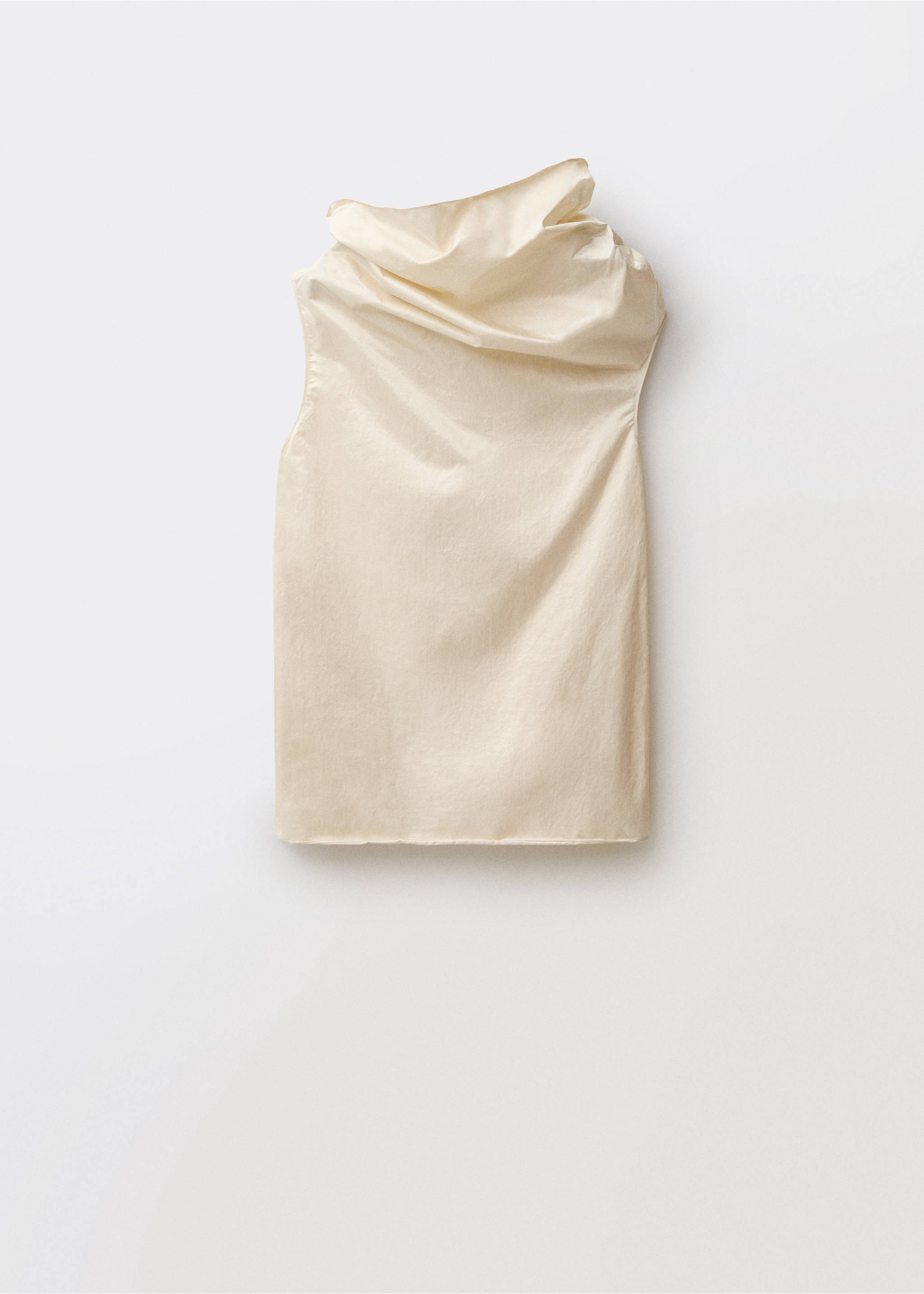 Rochie din bumbac cu drapaj la decolteu - Articol fără model, Ecru. Ref: 87014426-00.