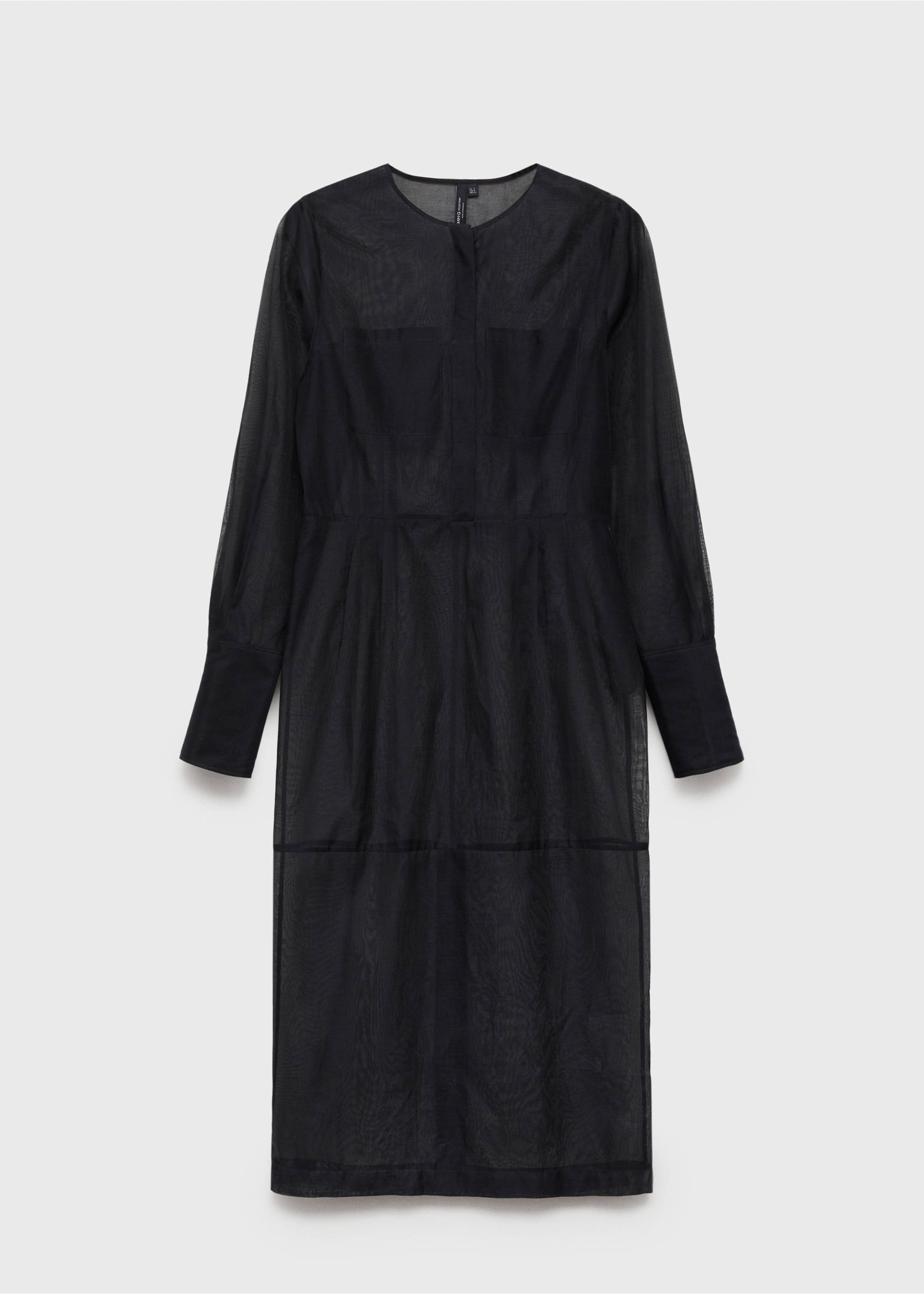 Semi-transparent silk-blend midi-dress - Article without model, Black. Ref: 87014427-00.