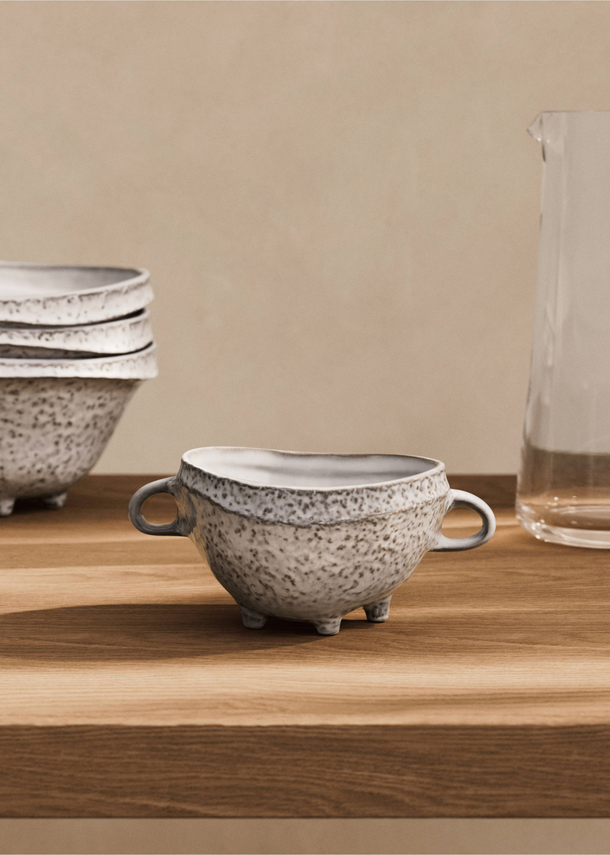 Medium irregular stoneware bowl - General plane, White. Ref: 87014428-00.