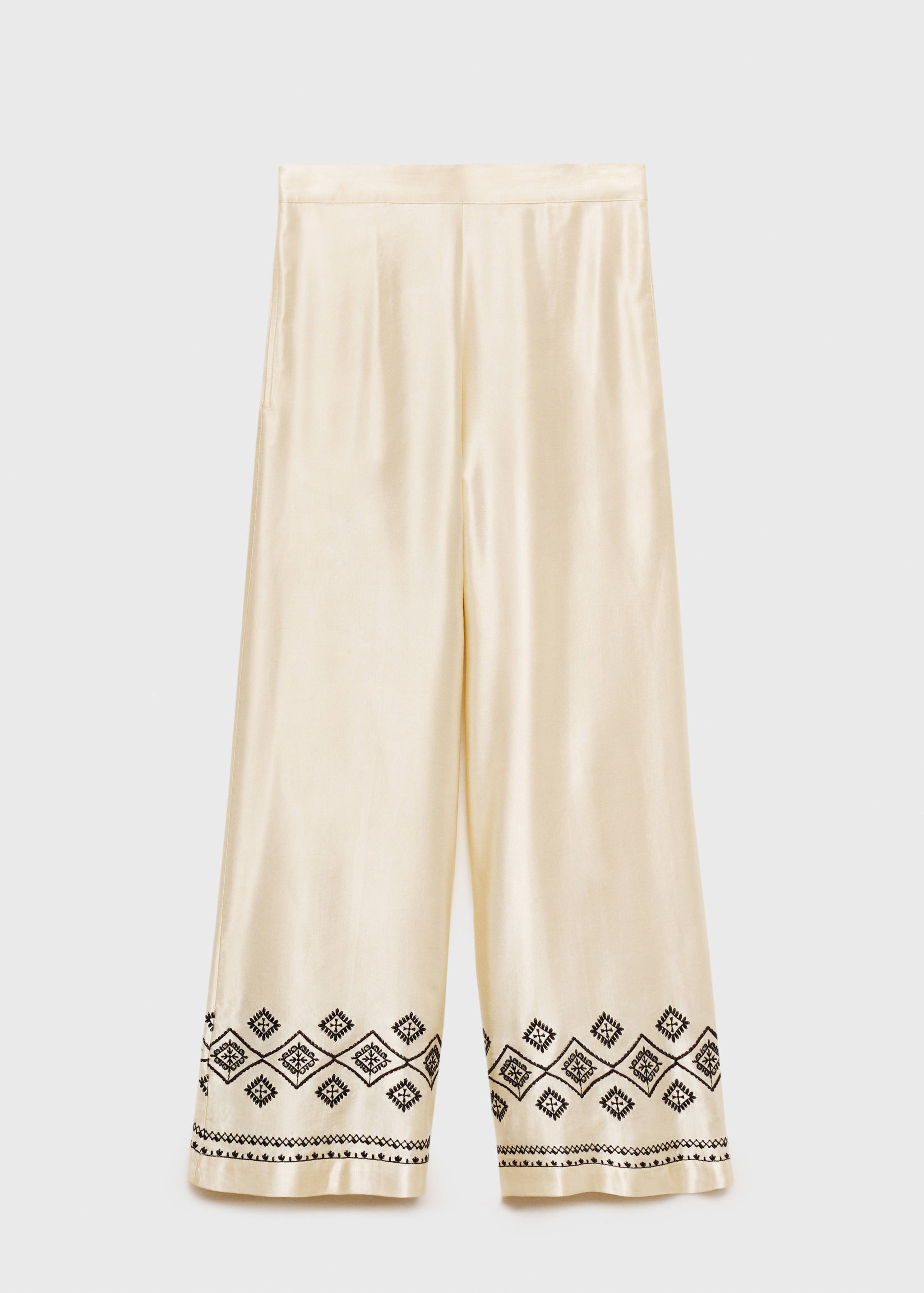 Wideleg-Hose mit besticktem Saum - Artikel ohne Model