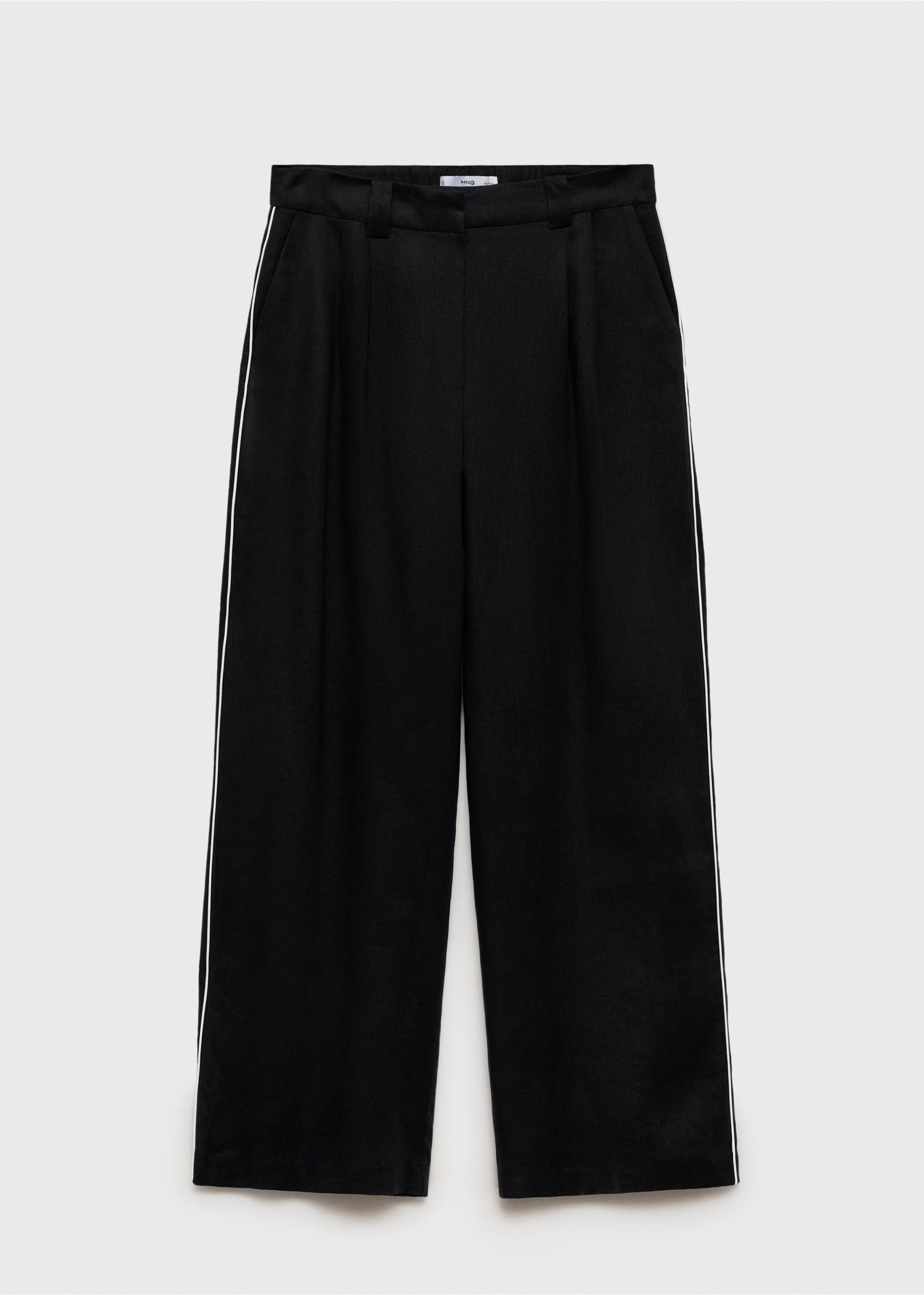Contrast-stripe linen trousers - Article without model, Black. Ref: 87014783-00.