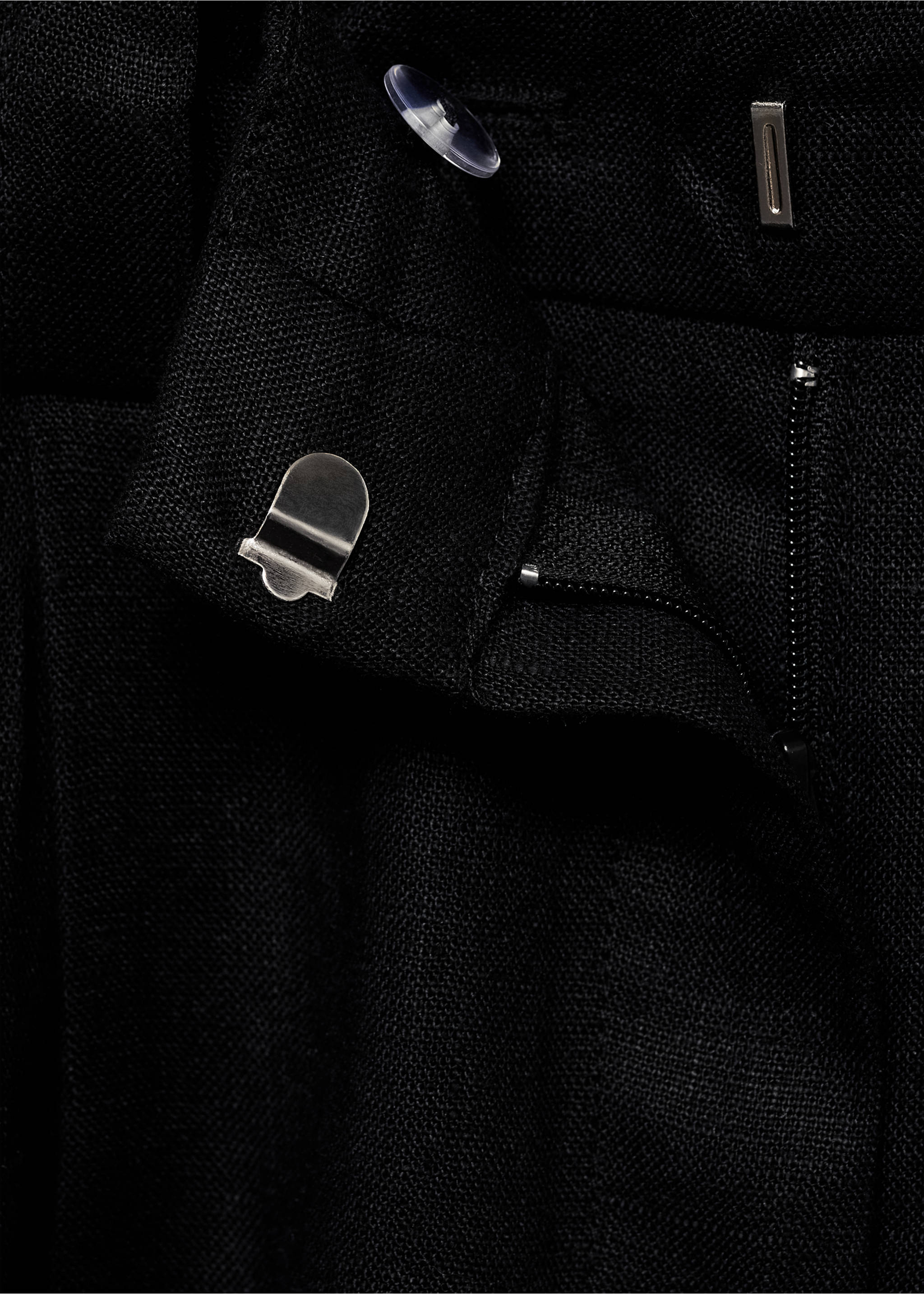 Contrast-stripe linen trousers - Details of the article 0, Black. Ref: 87014783-00.