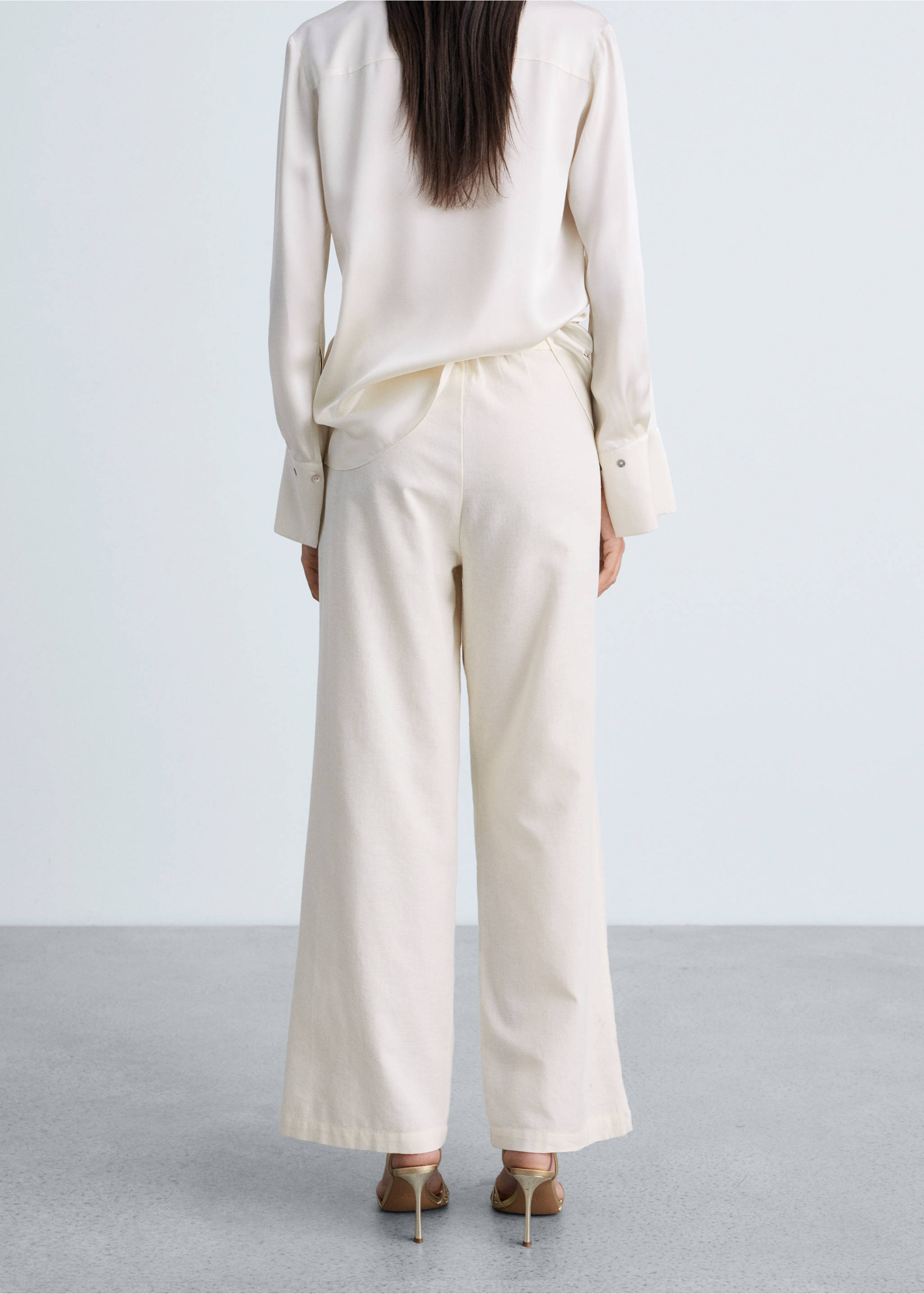 Embroidered straight-fit trousers - Reverse of the article, Off White. Ref: 87014784-00.