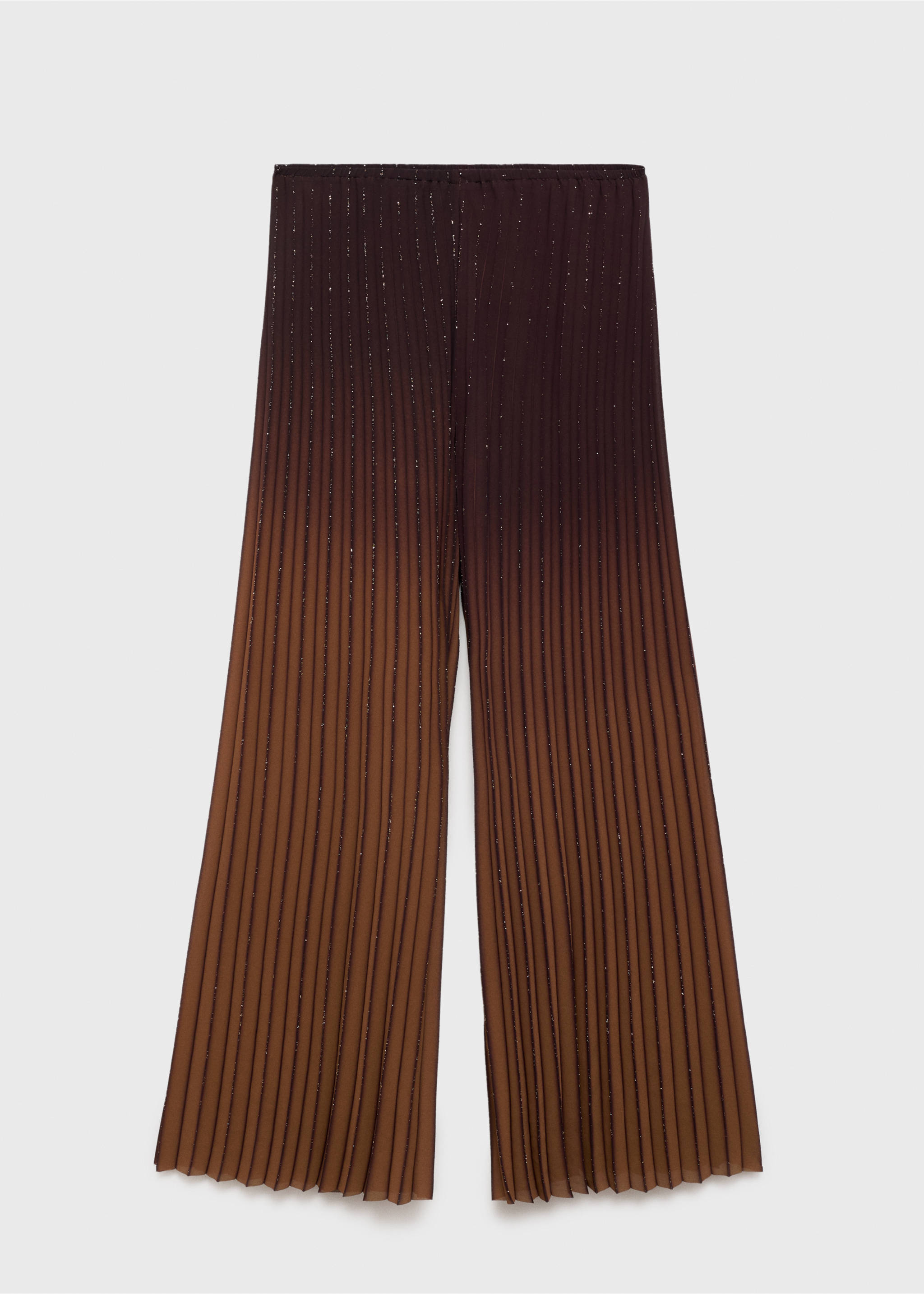 Pleated trousers with a shiny finish - Article without model, Coffee. Ref: 87014785-00.
