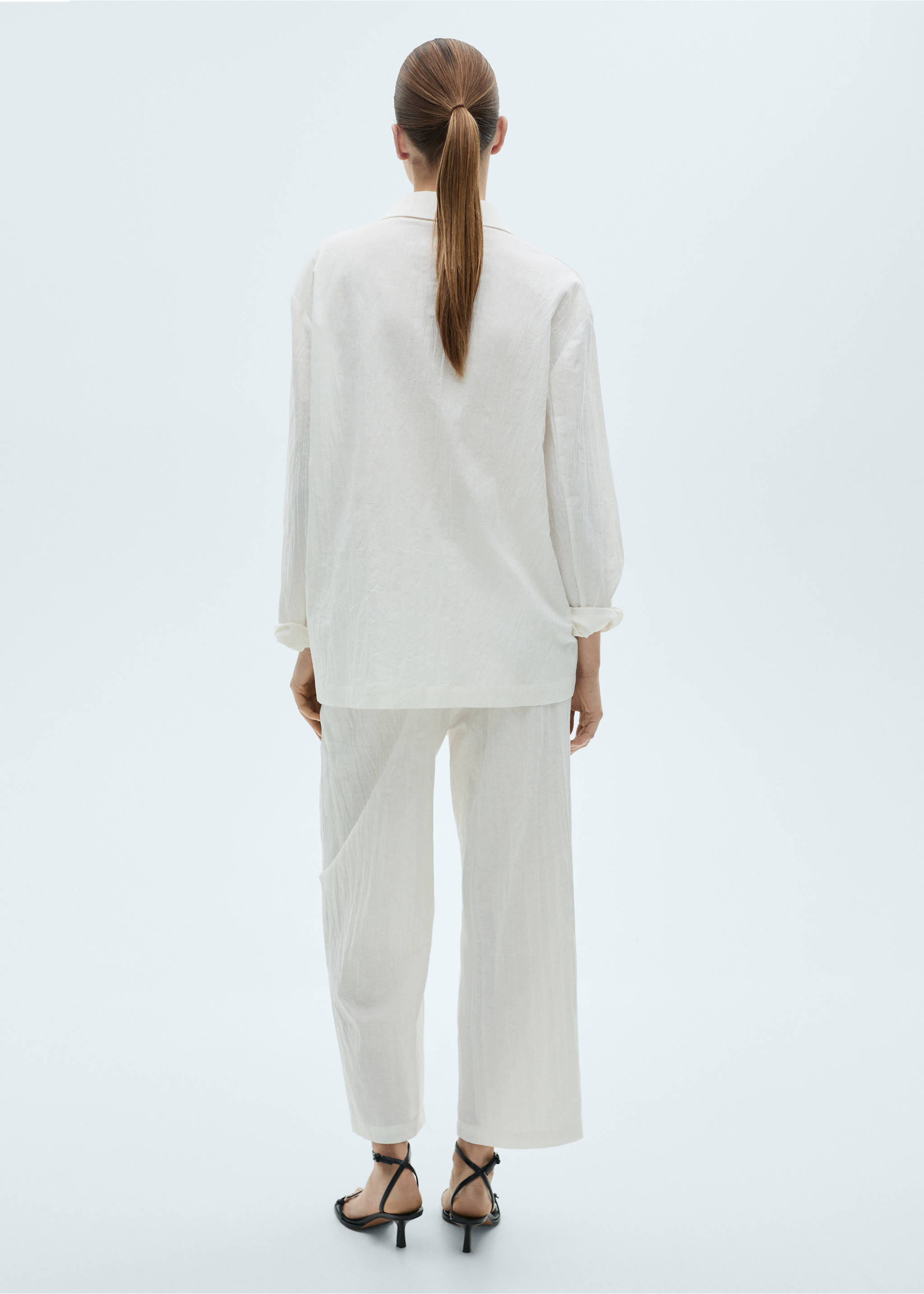 Linen-blend culotte suit trousers - Reverse of the article, White. Ref: 87014786-00.