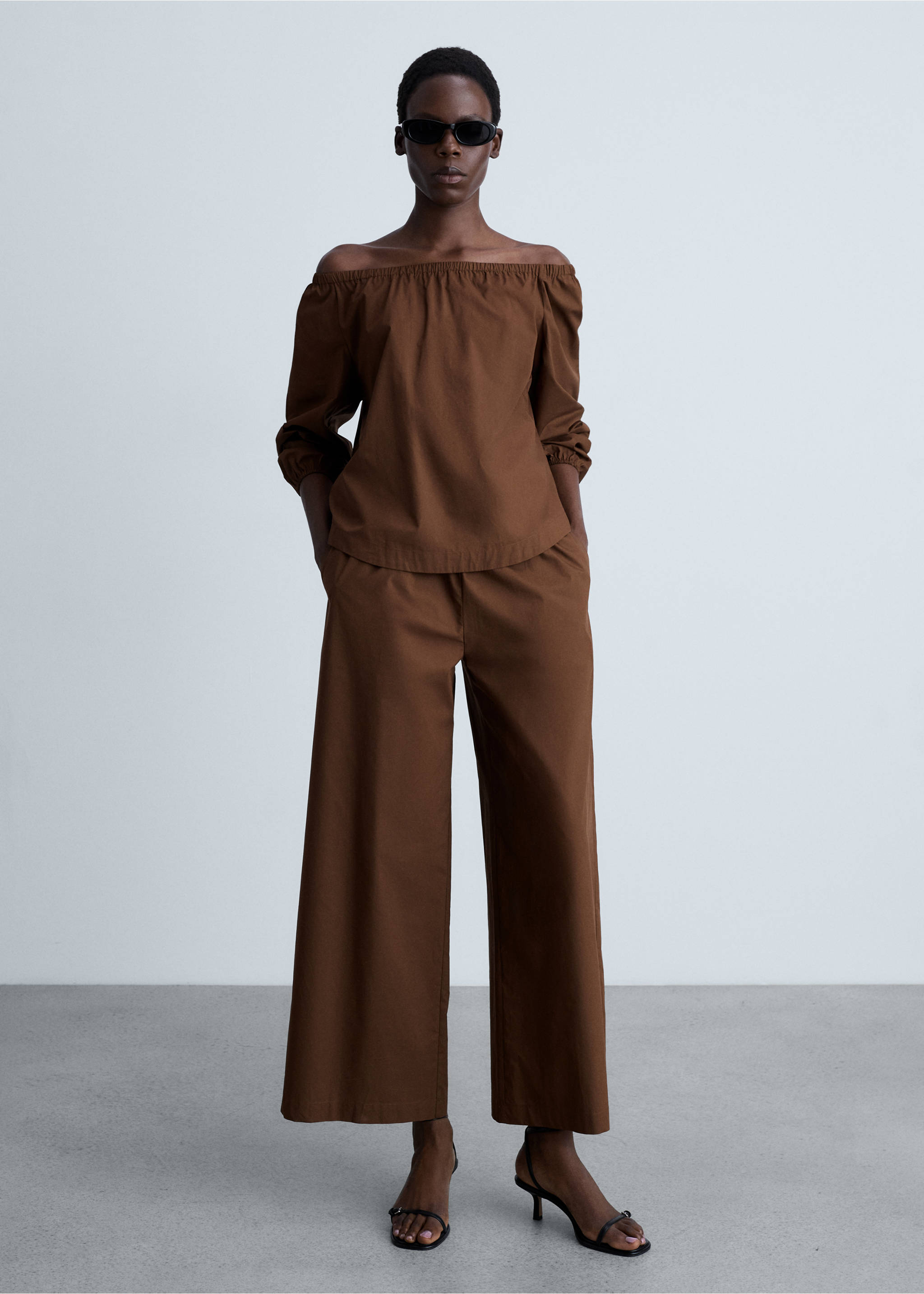 Cotton culotte trousers - General plane, Brown. Ref: 87014787-00.