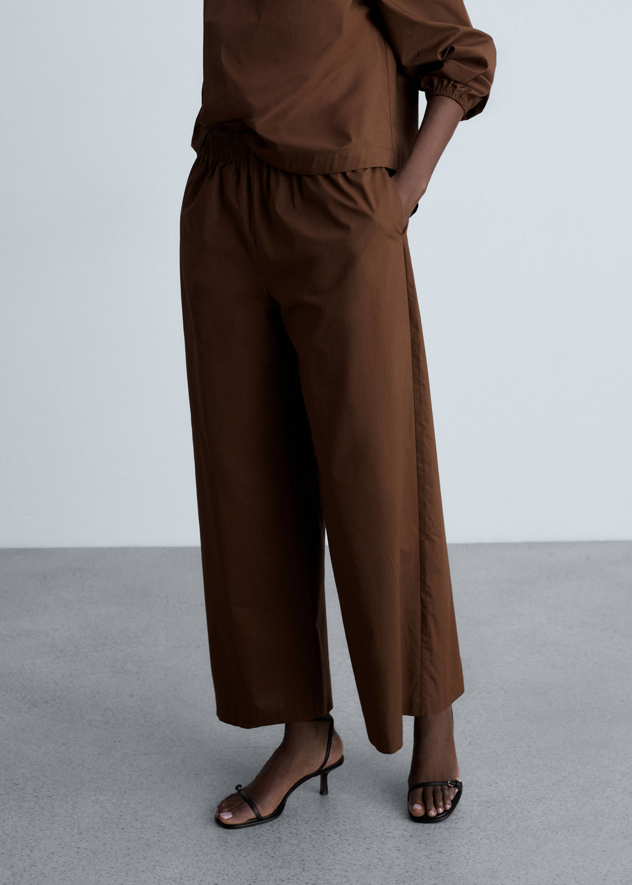 Cotton culotte trousers - Medium plane