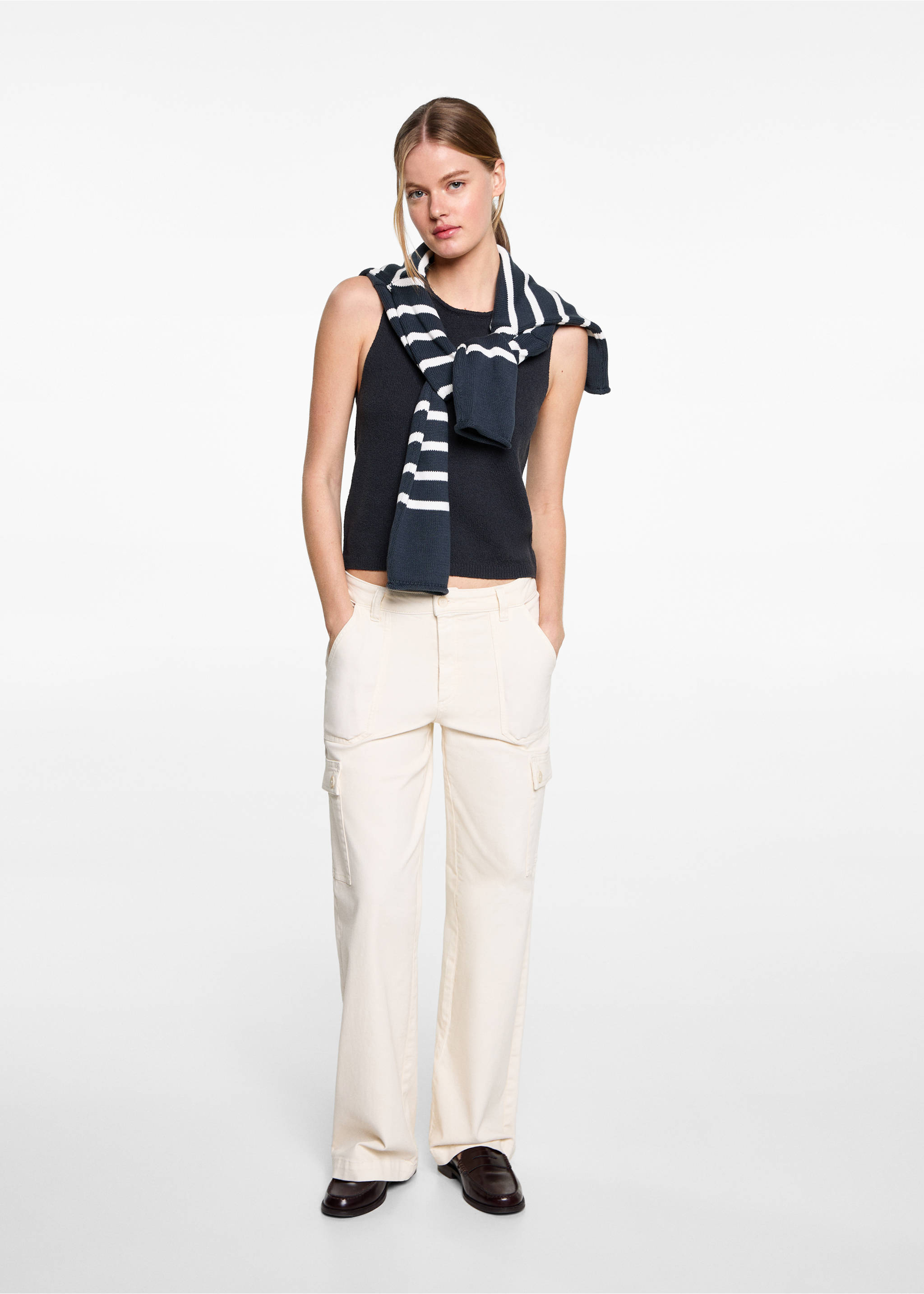 Crop-Stricktop - Allgemeine Ansicht, Dunkles Marineblau. Ref: 87014789-00.