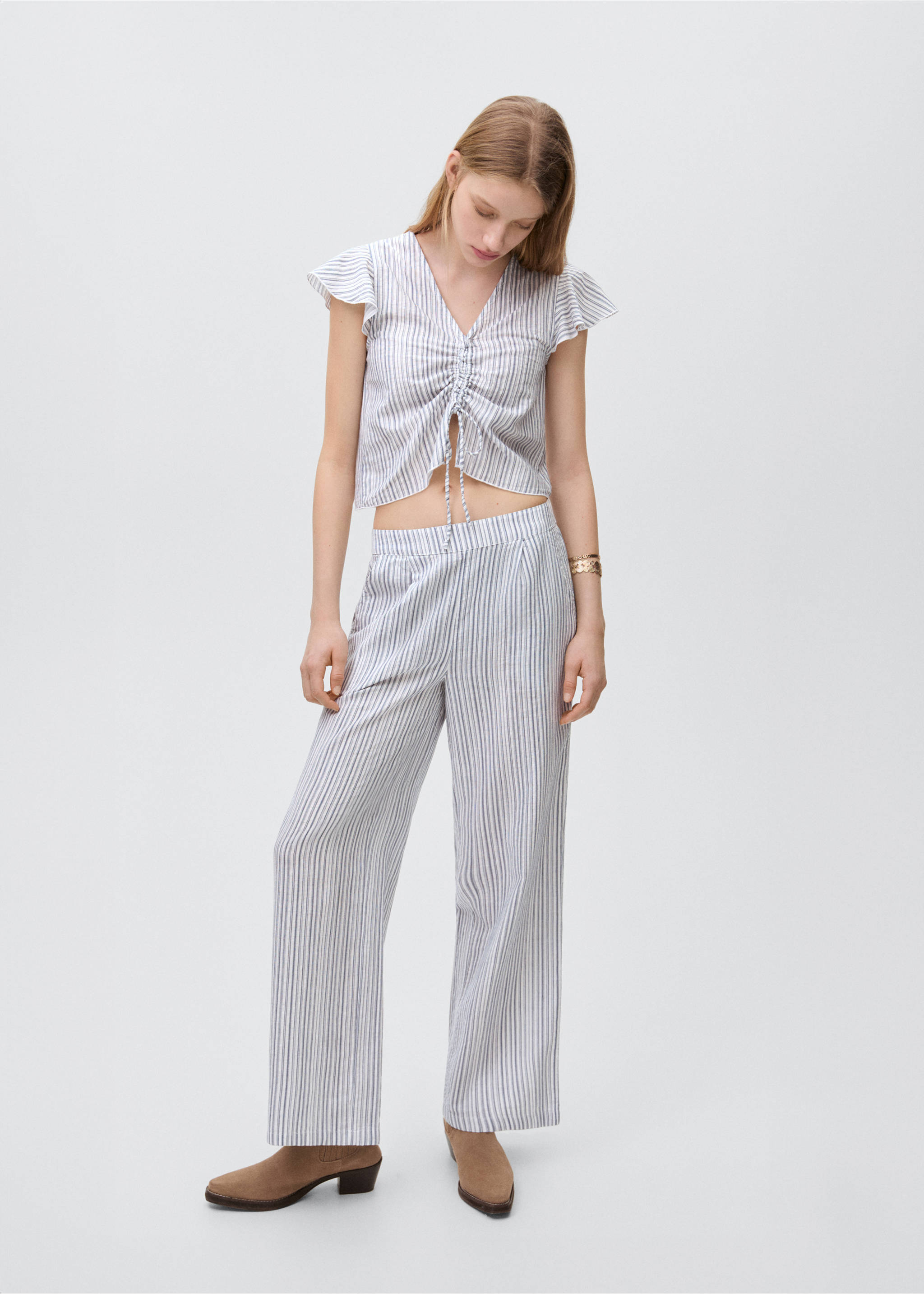 Ruched detail blouse - General plane, Sky Blue. Ref: 87014791-00.