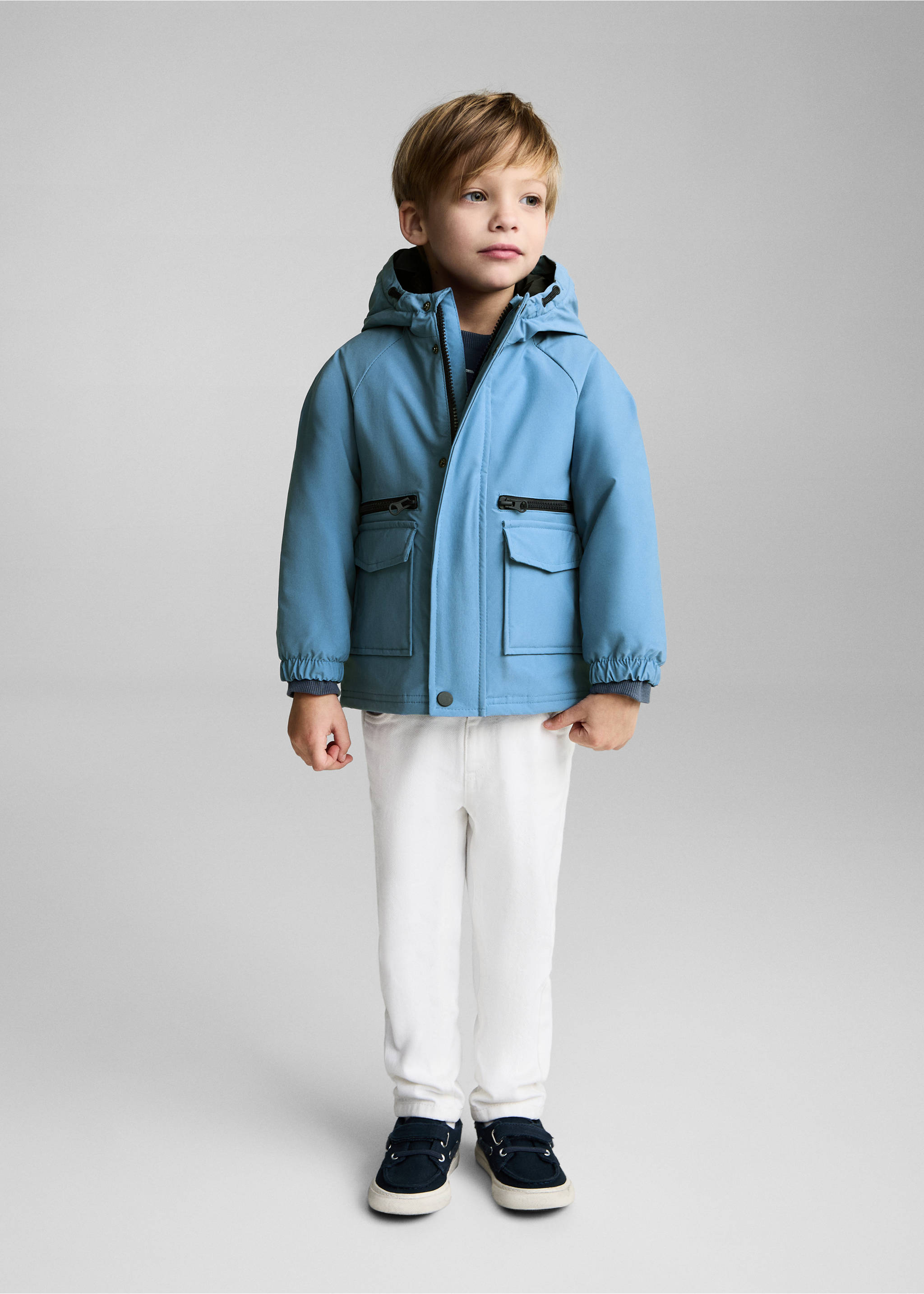 Parka imperméable, intérieur matelassé - Plan général, Bleu. Ref: 87014792-00.