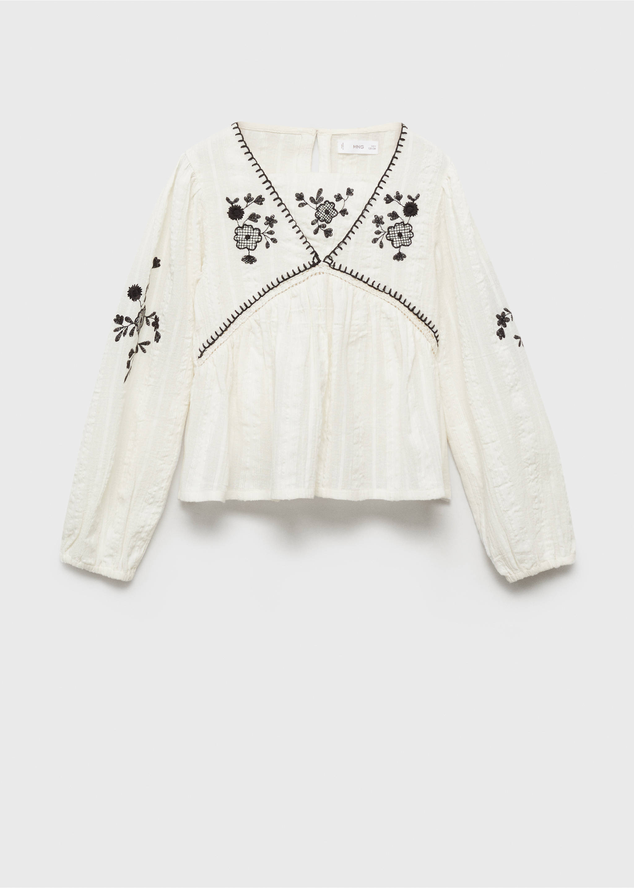 Embroidered details blouse - Article without model, White. Ref: 87014797-00.