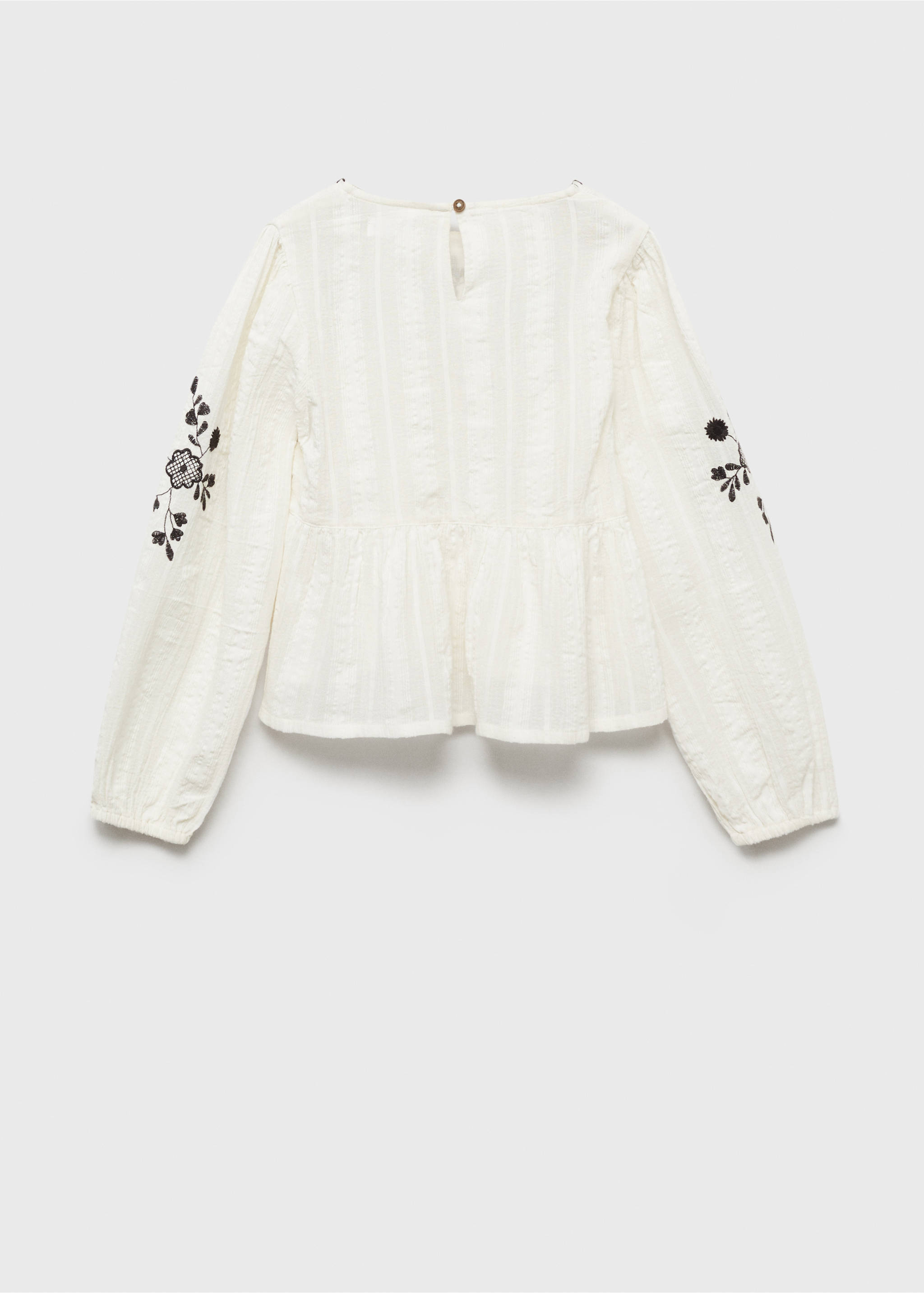 Embroidered details blouse - Reverse of the article, White. Ref: 87014797-00.