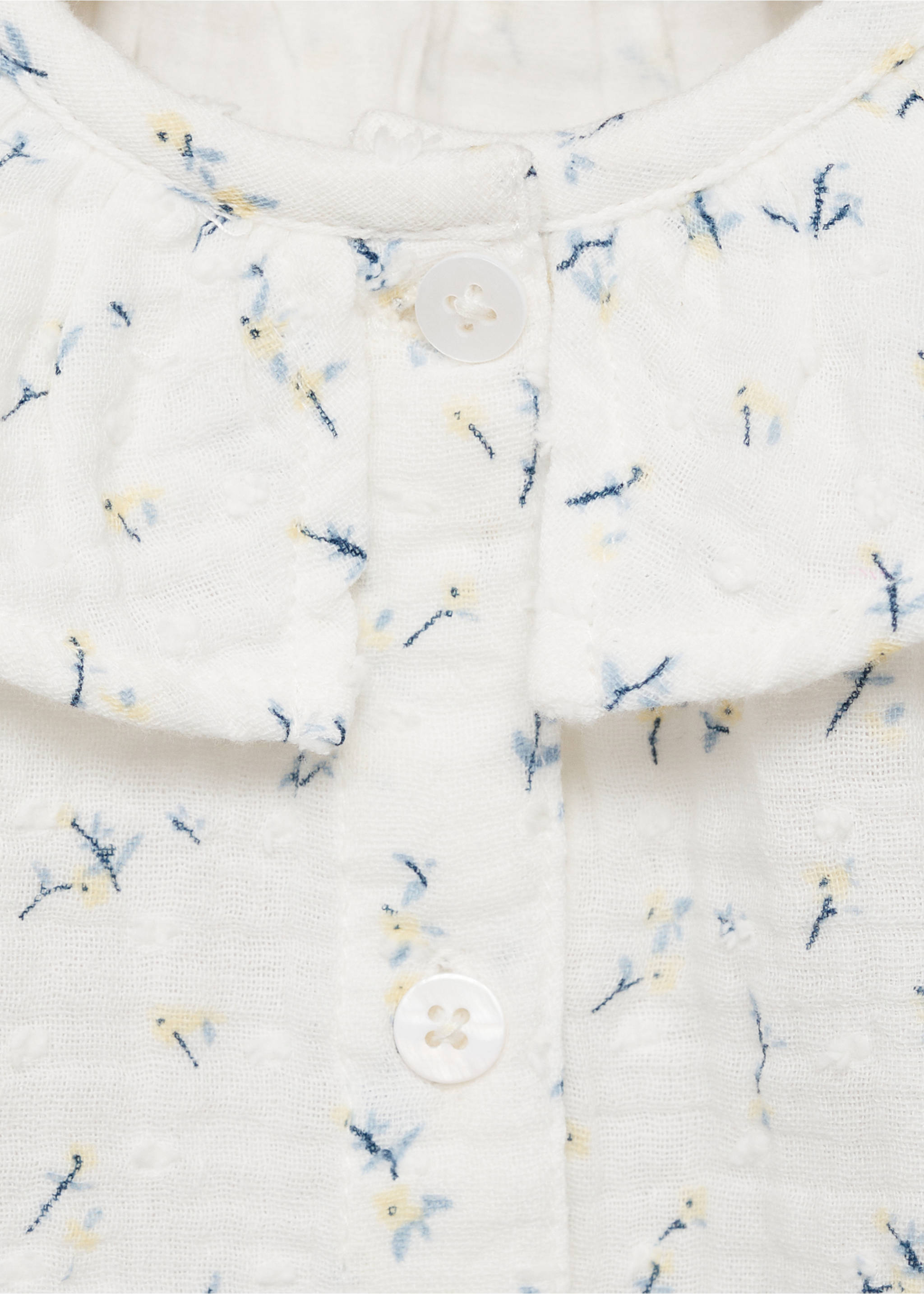 Baumwollbluse mit Blumenmuster - Detail des Artikels 8, Weiß. Ref: 87014801-00.