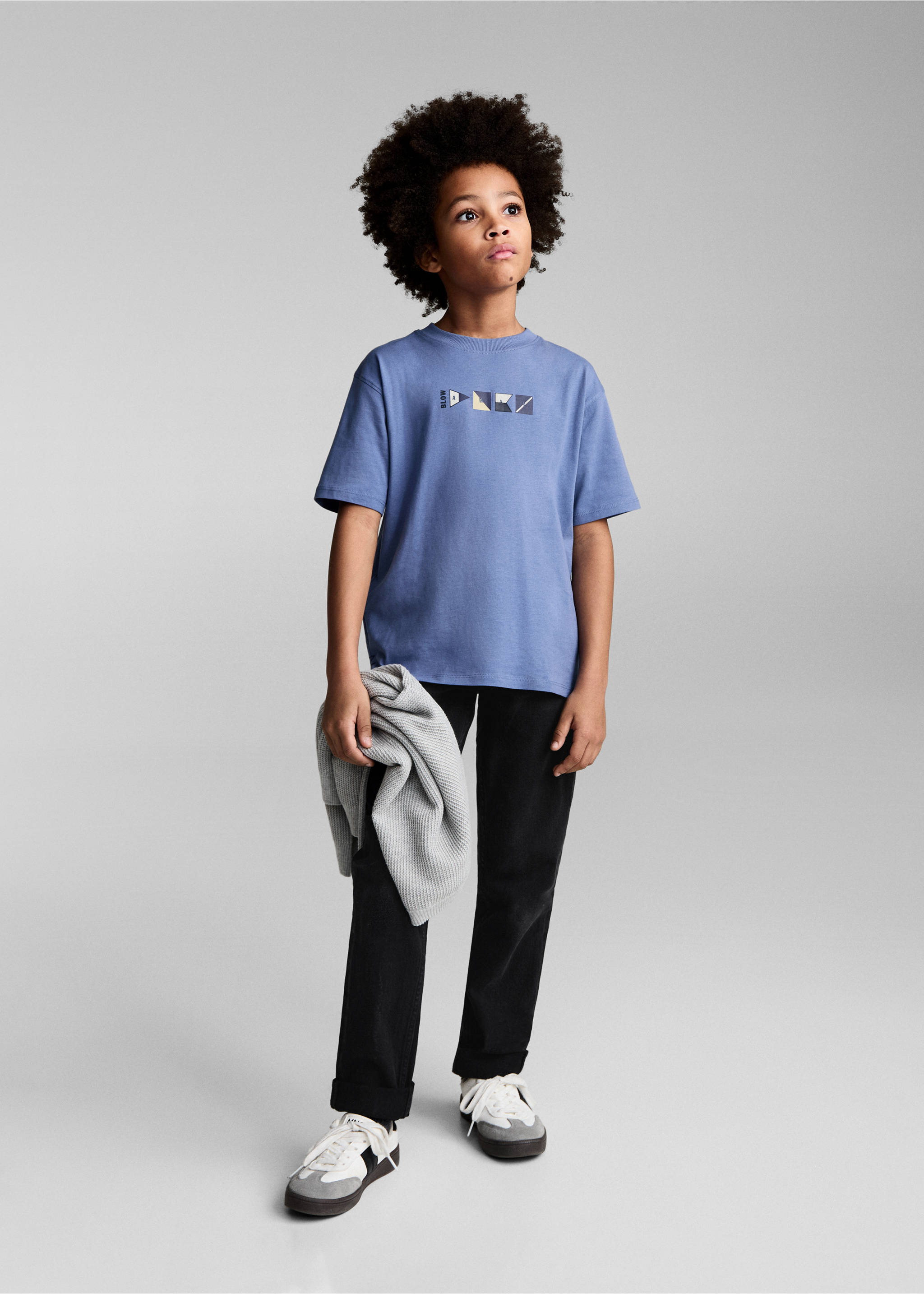 Cotton t-shirt with printed drawing - General plane, Blue. Ref: 87014803-00.