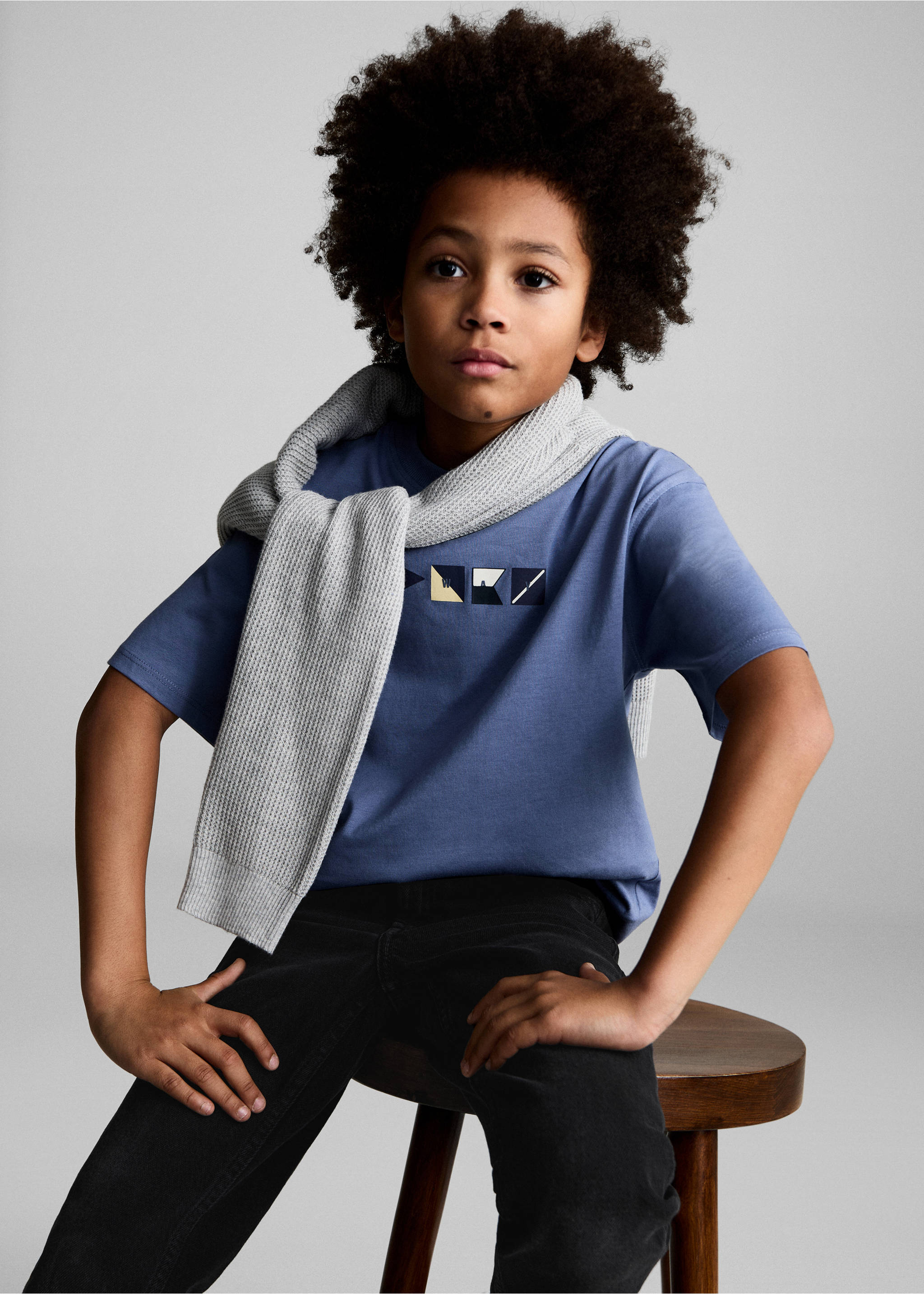 Cotton t-shirt with printed drawing - Medium plane, Blue. Ref: 87014803-00.