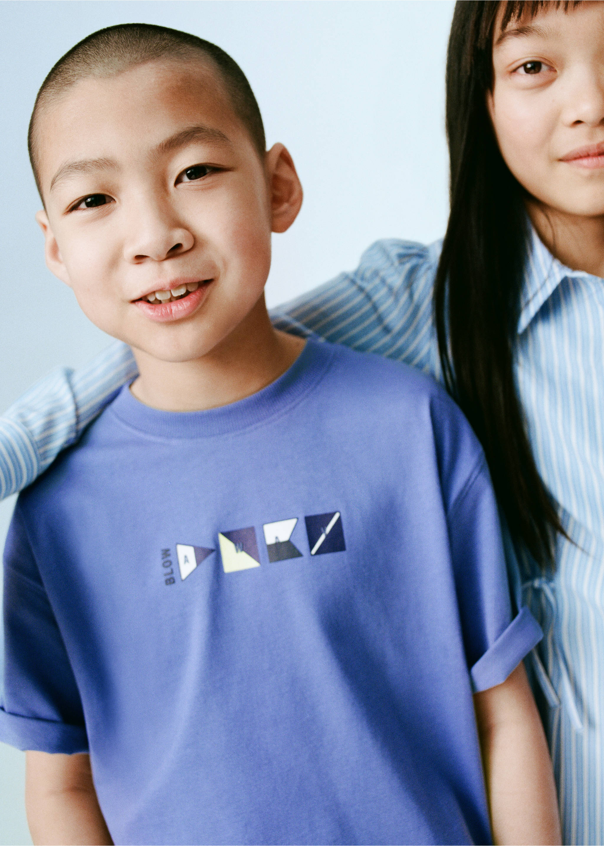 Cotton t-shirt with printed drawing - Details of the article 2, Blue. Ref: 87014803-00.