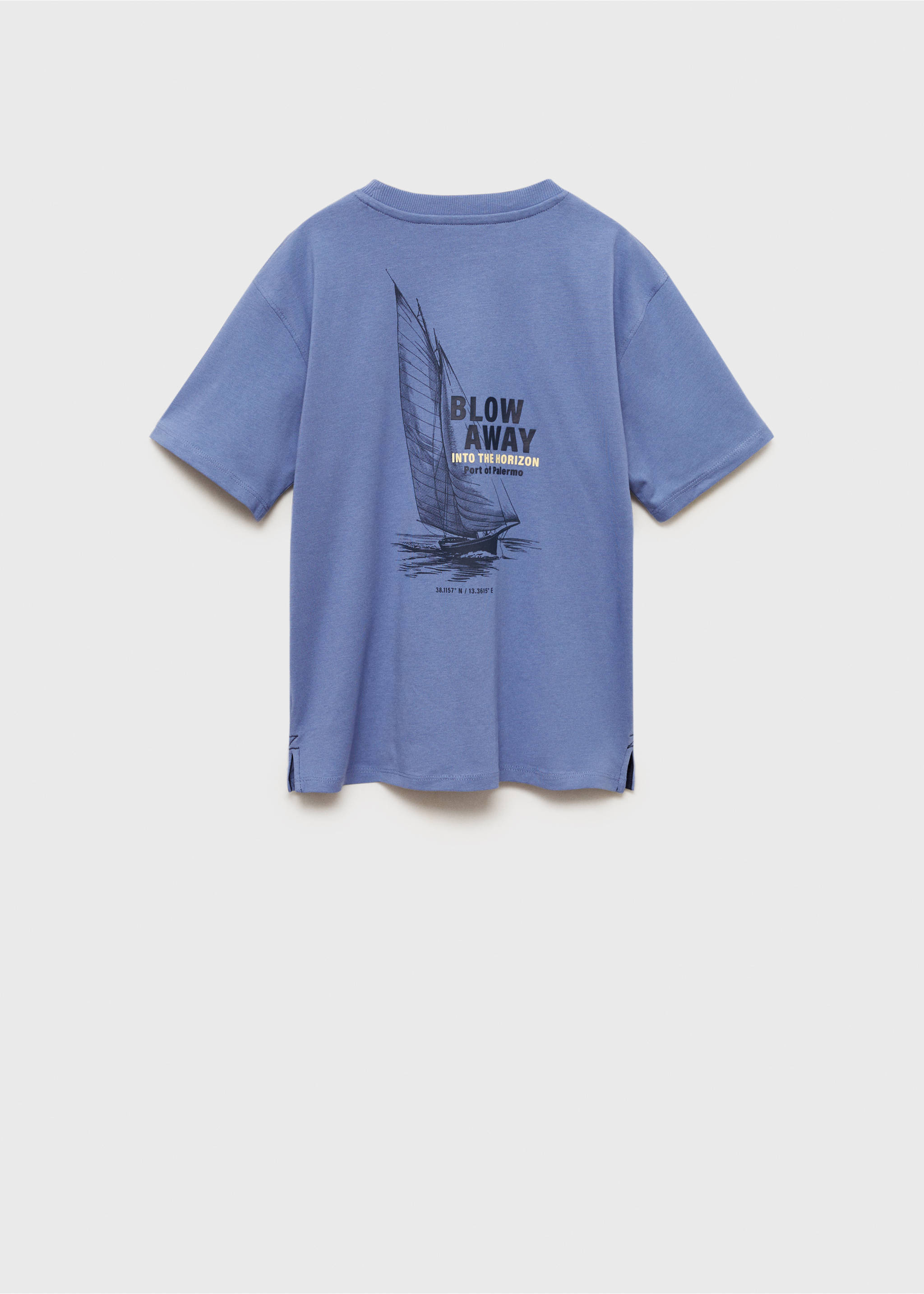Cotton t-shirt with printed drawing - Reverse of the article, Blue. Ref: 87014803-00.