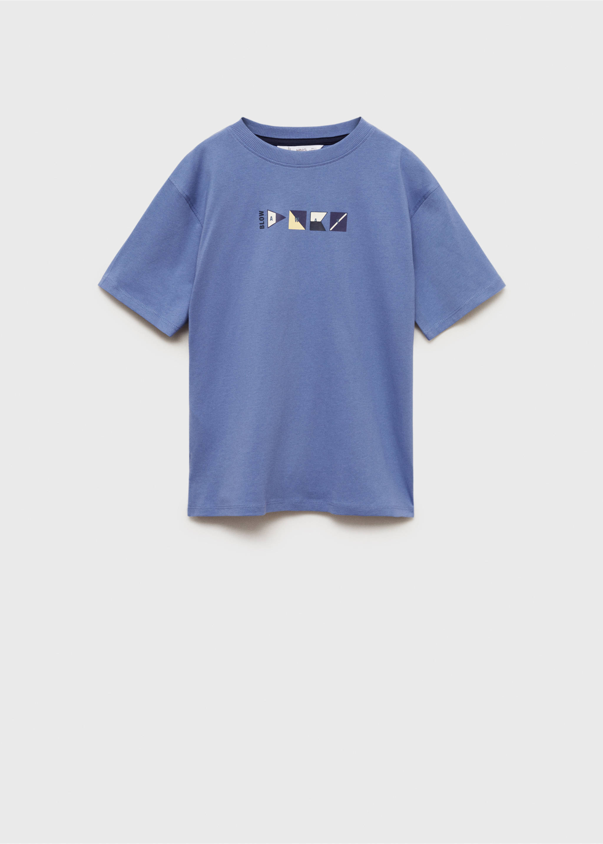 Cotton t-shirt with printed drawing - Article without model, Blue. Ref: 87014803-00.