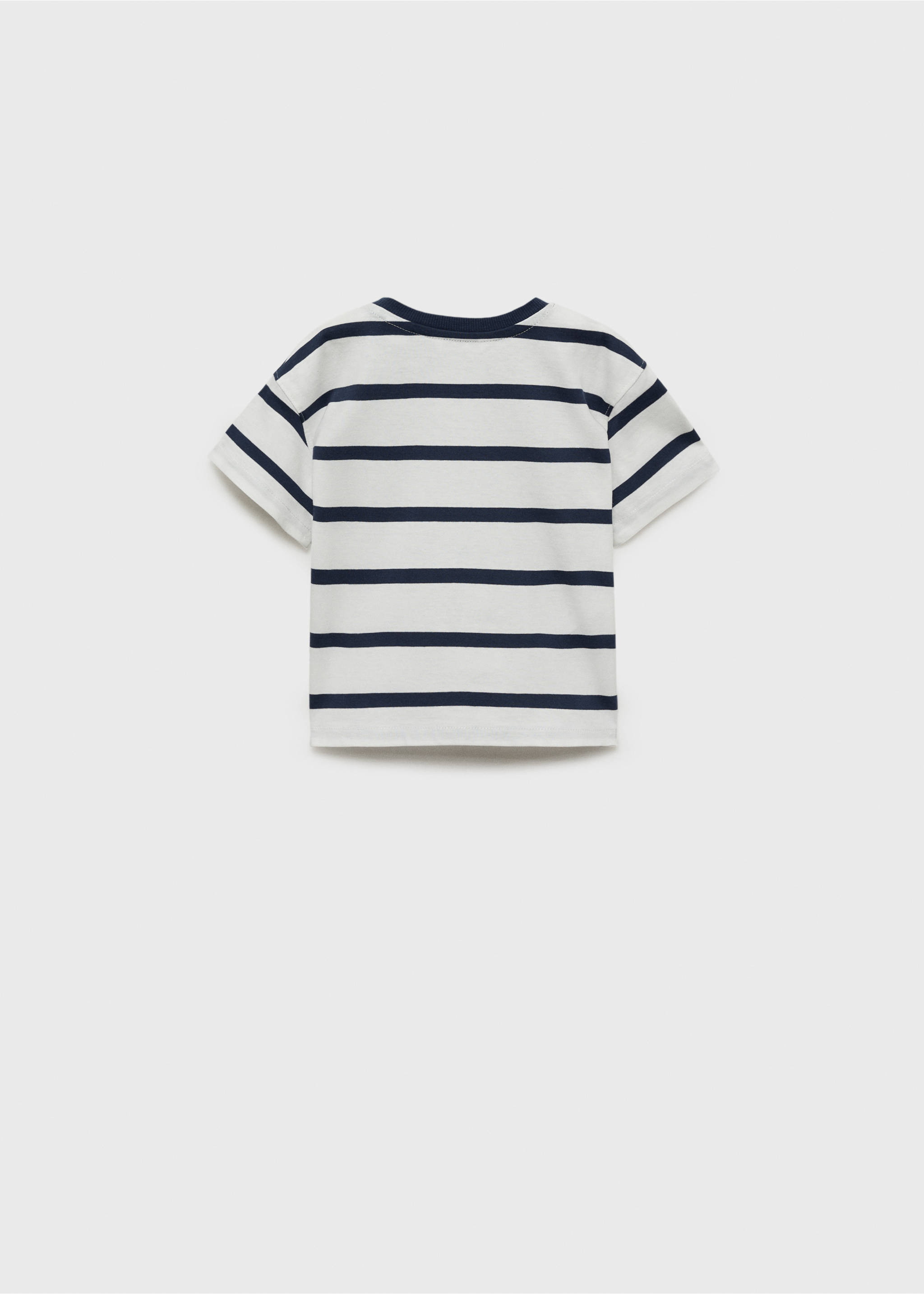 Gestreept katoenen T-shirt - Achterkant van het artikel, Gebroken wit. Ref: 87014805-00.