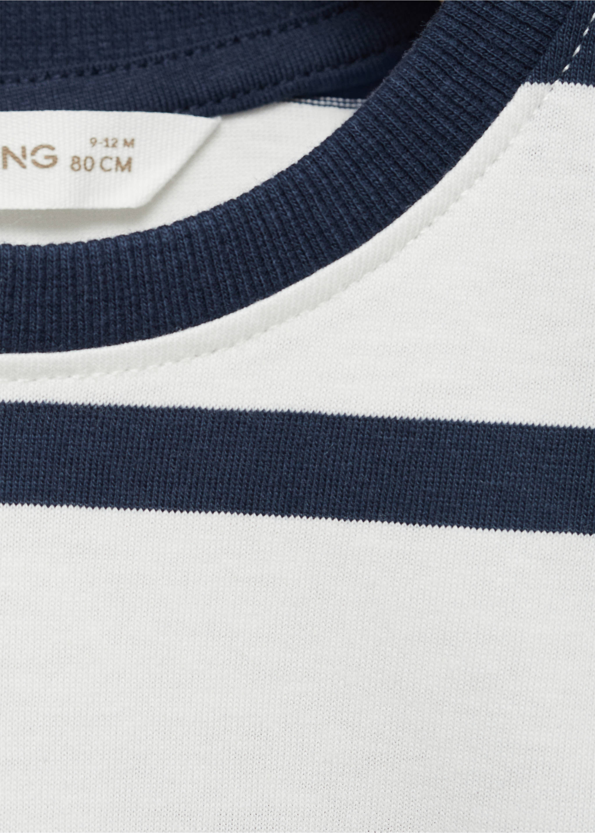 Gestreept katoenen T-shirt - Detail van het artikel 8, Gebroken wit. Ref: 87014805-00.