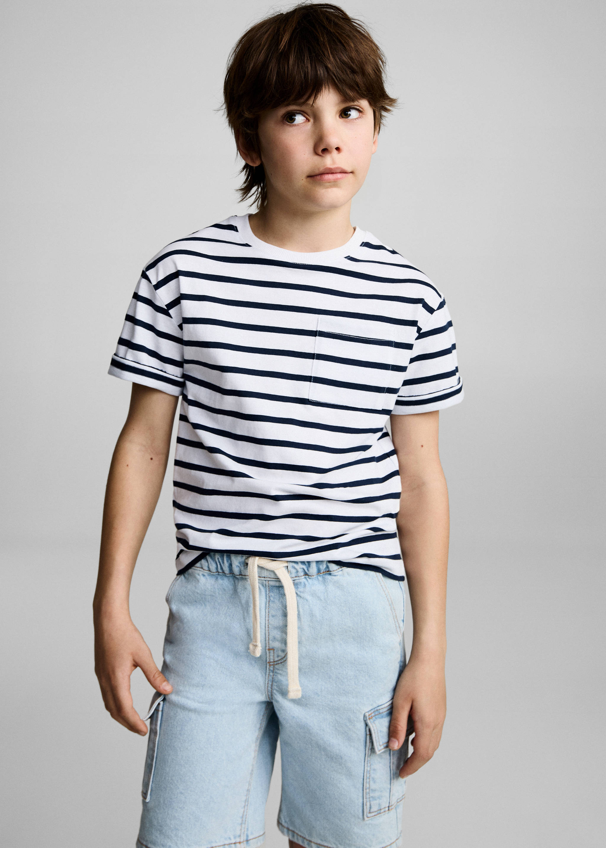 Gestreiftes Baumwoll-Shirt - Mittlere Ansicht
