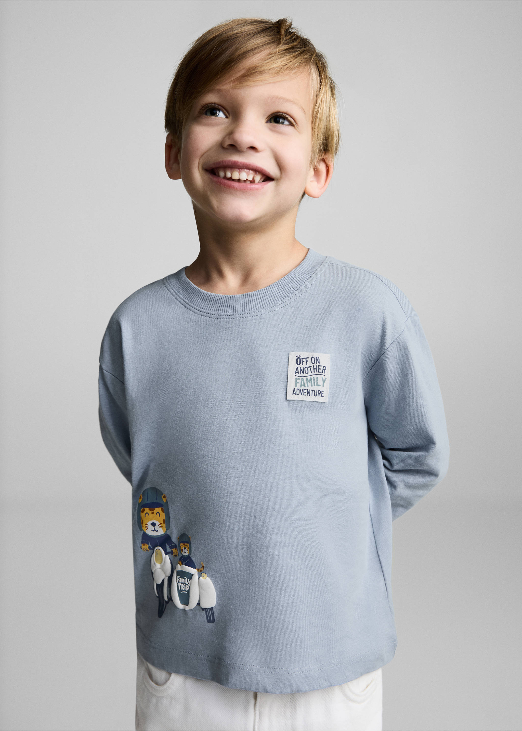 Cotton printed T-shirt - Medium plane, Sky Blue. Ref: 87014809-00.