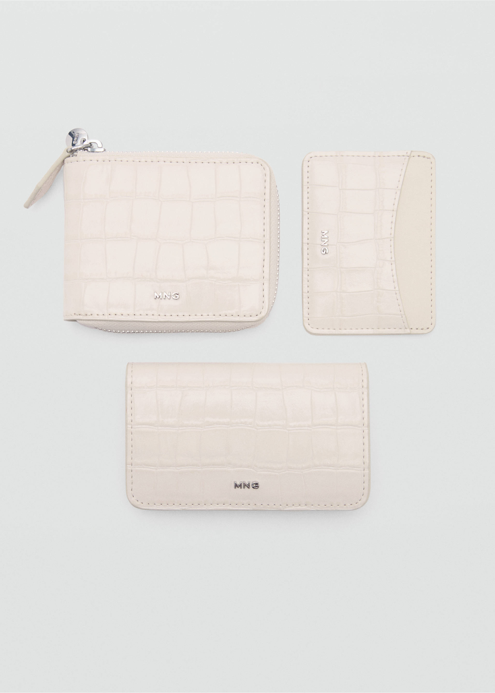 Croco faux-leather wallet with flap - Details of the article 2, Off White. Ref: 87014810-00.