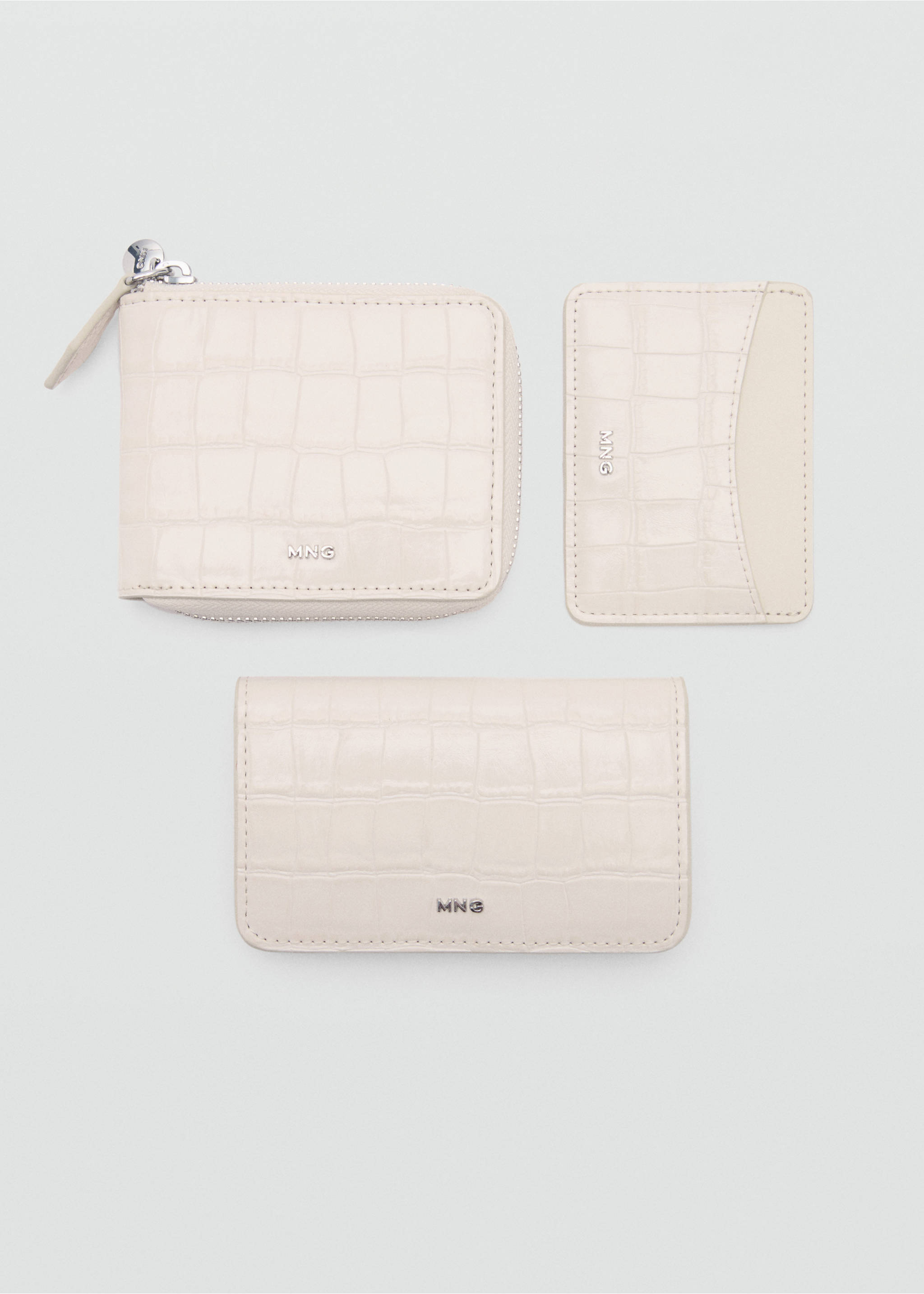 Croco faux-leather mini wallet - Details of the article 2, Off White. Ref: 87014811-00.