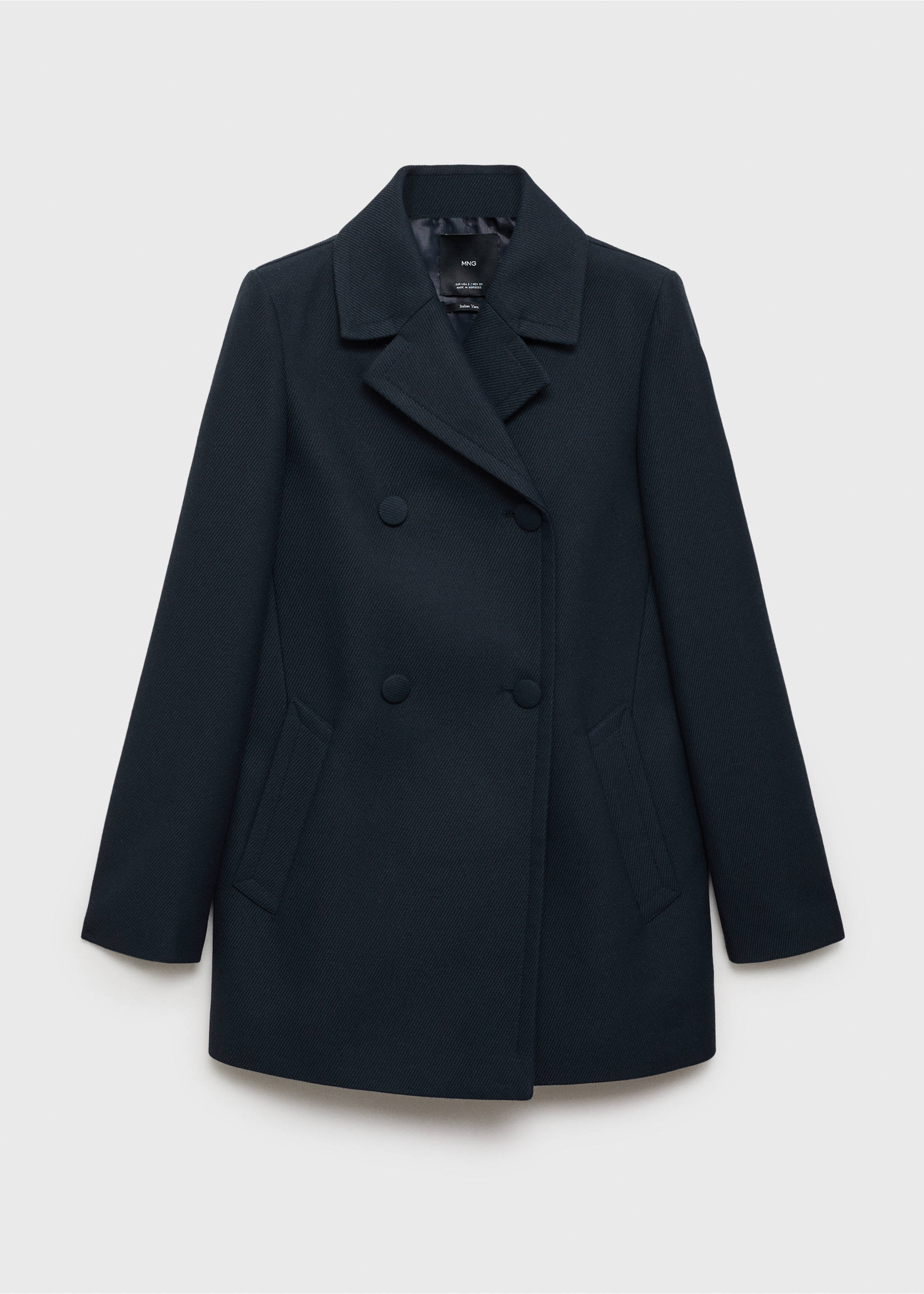 Double-breasted lapels coat - Article without model, Dark Navy. Ref: 87014812-00.