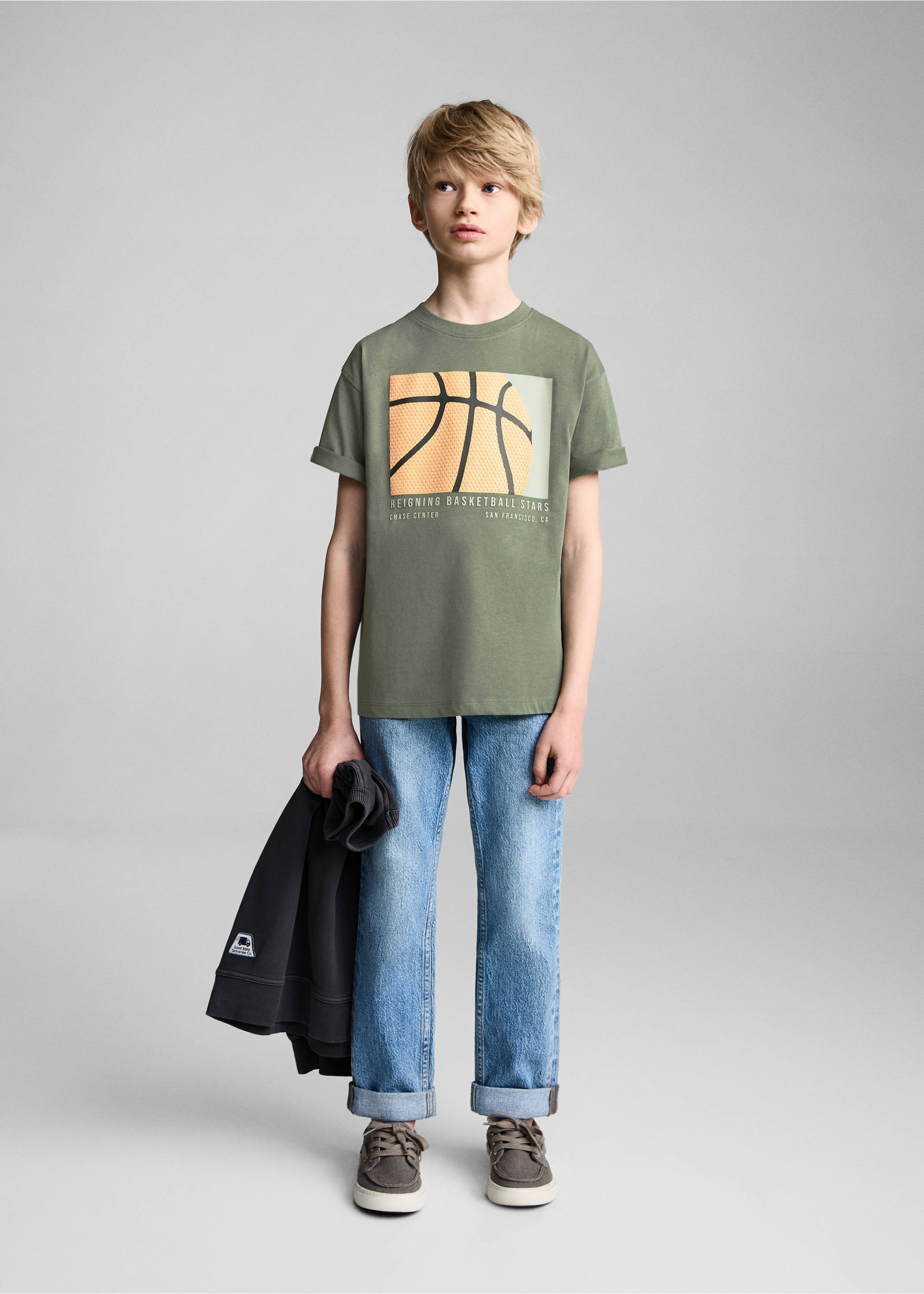 Printed cotton-blend T-shirt - General plane, Forest Green. Ref: 87015141-00.
