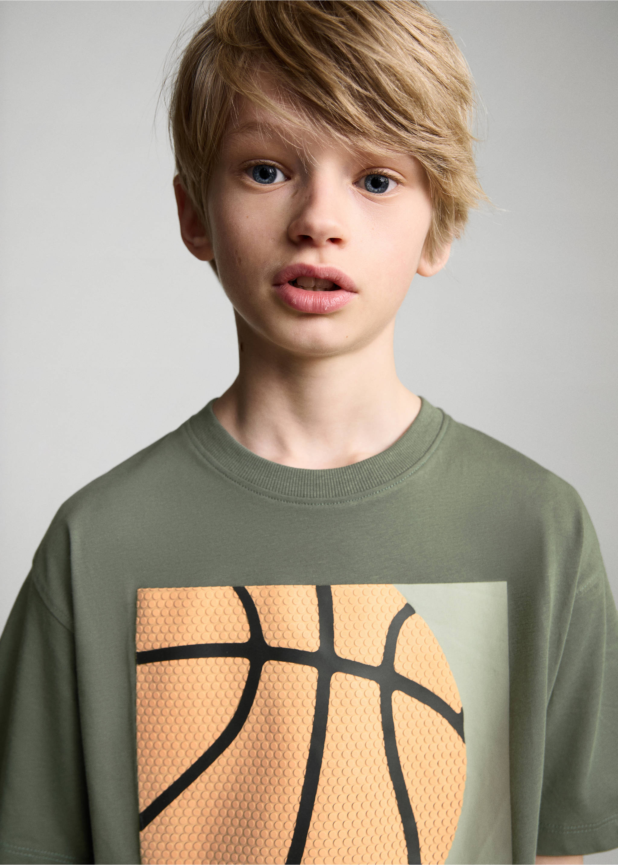 Printed cotton-blend T-shirt - Details of the article 1, Forest Green. Ref: 87015141-00.