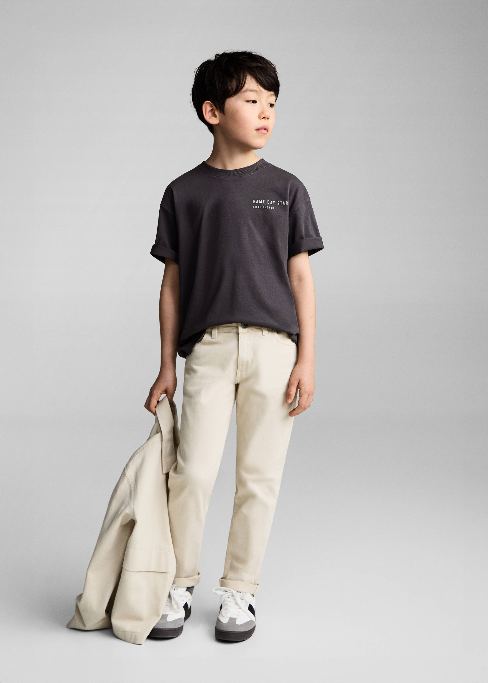 Samarreta cotó estampada - Pla general, Gris antracita. Ref: 87015142-00.