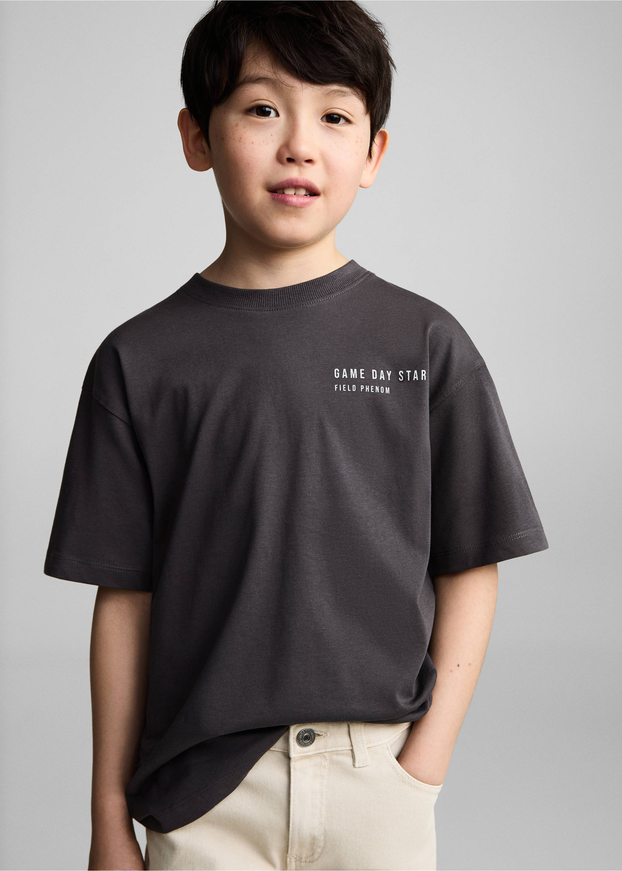 Samarreta cotó estampada - Pla mig, Gris antracita. Ref: 87015142-00.