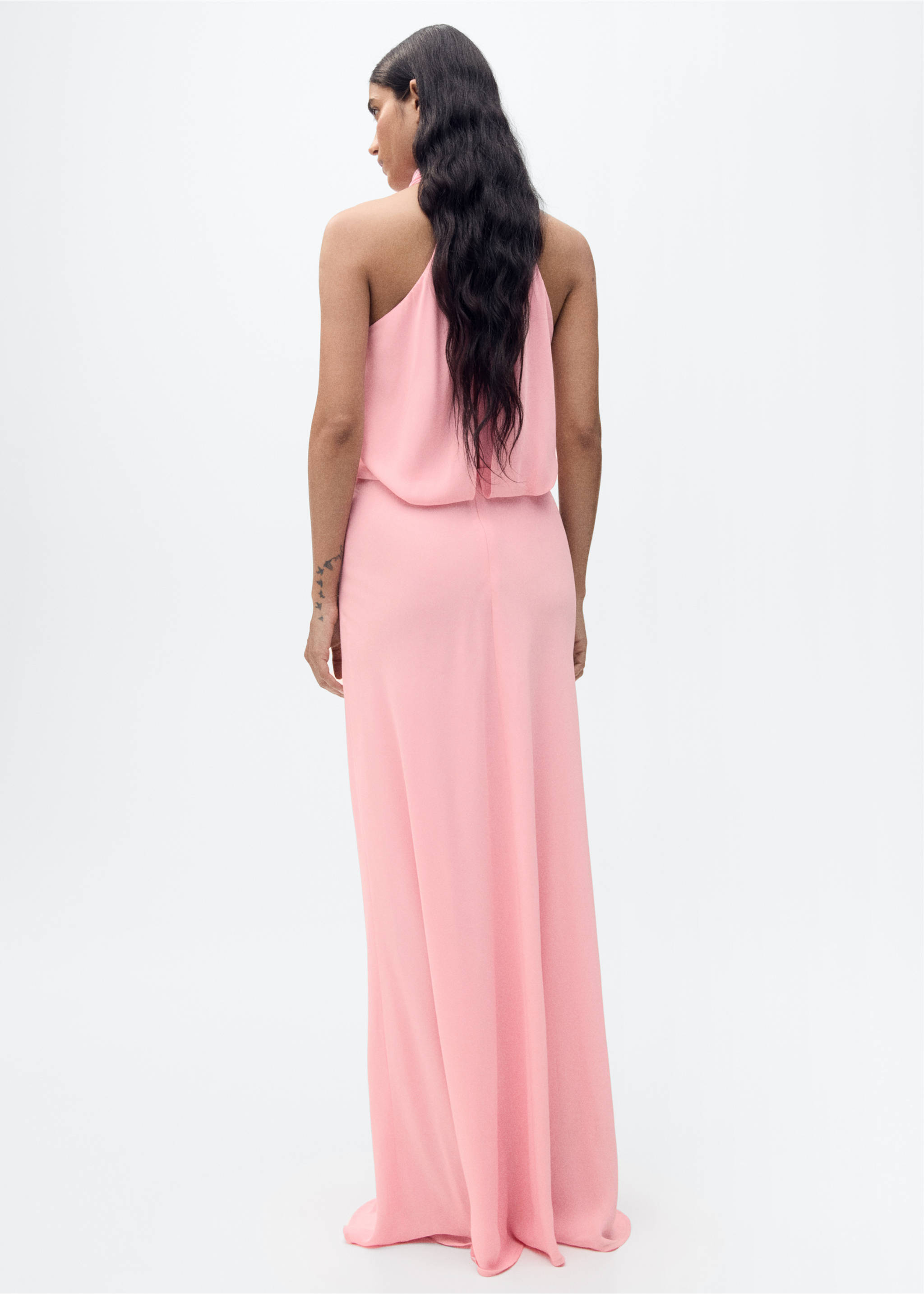 Halter dress with back opening - Reverse of the article, Pink. Ref: 87015732-00.