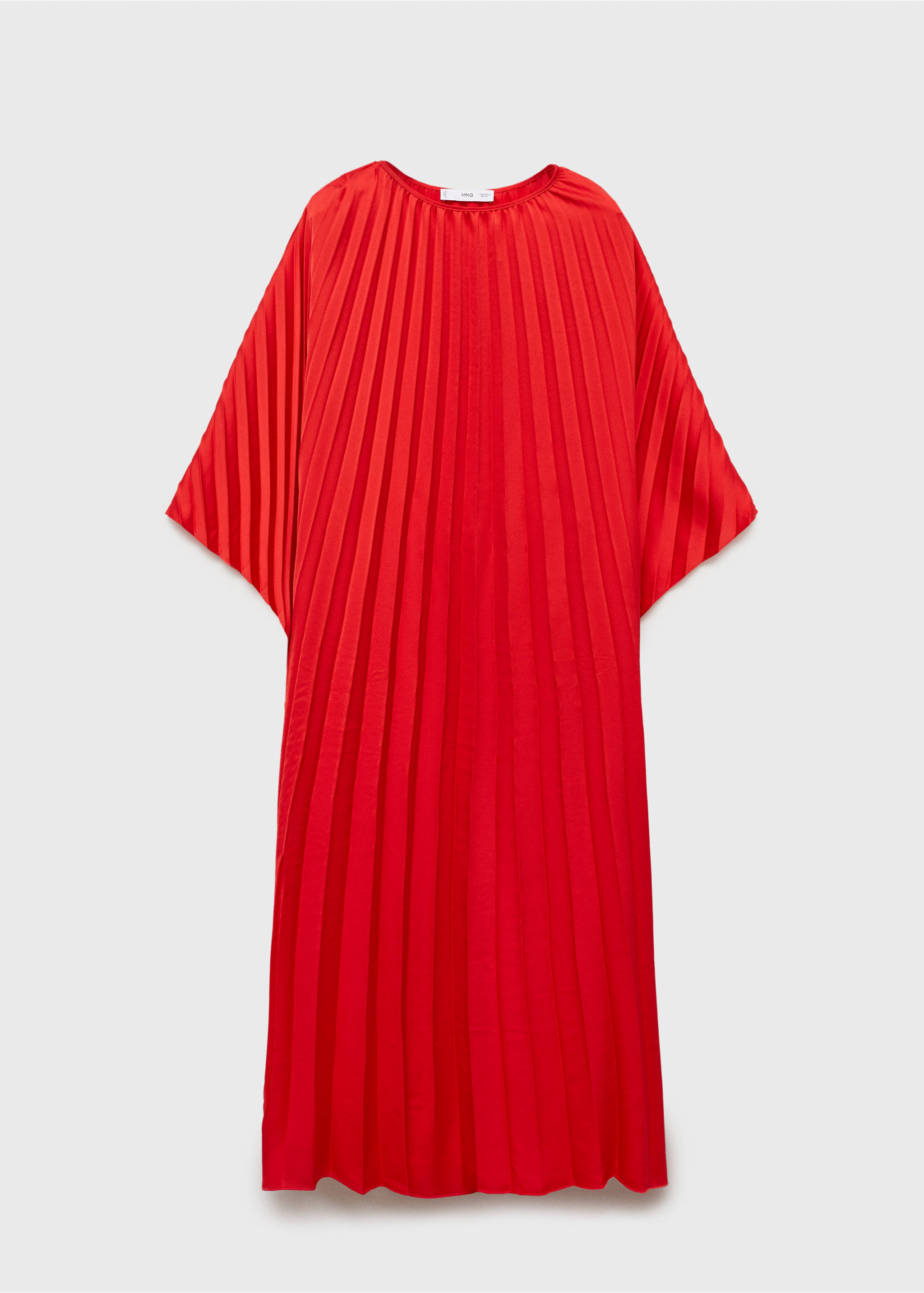 Plissée-Kleid mit 3/4-Ärmeln - Artikel ohne Model, Rot. Ref: 87015733-00.