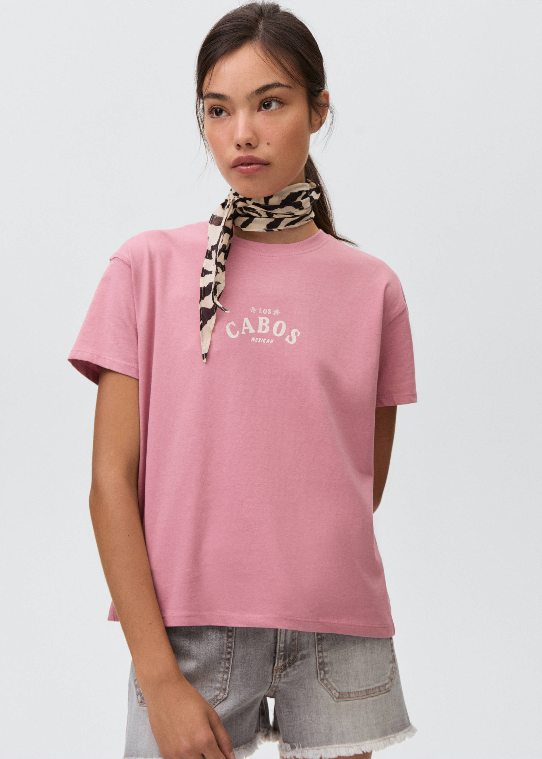 Short-sleeved printed t-shirt - Medium plane, Pale Pink. Ref: 87015735-00.
