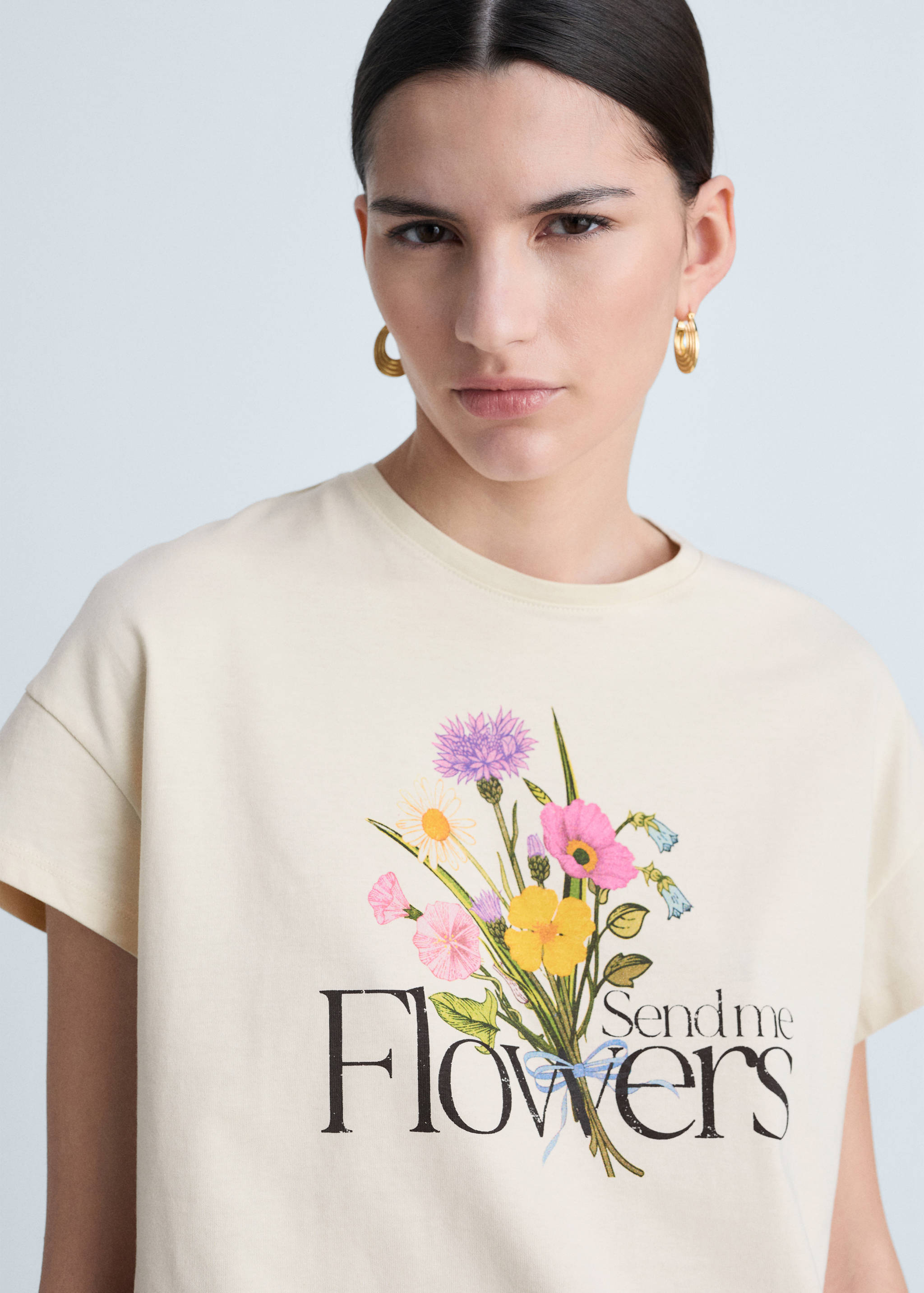 Cotton t-shirt with printed message - Details of the article 1