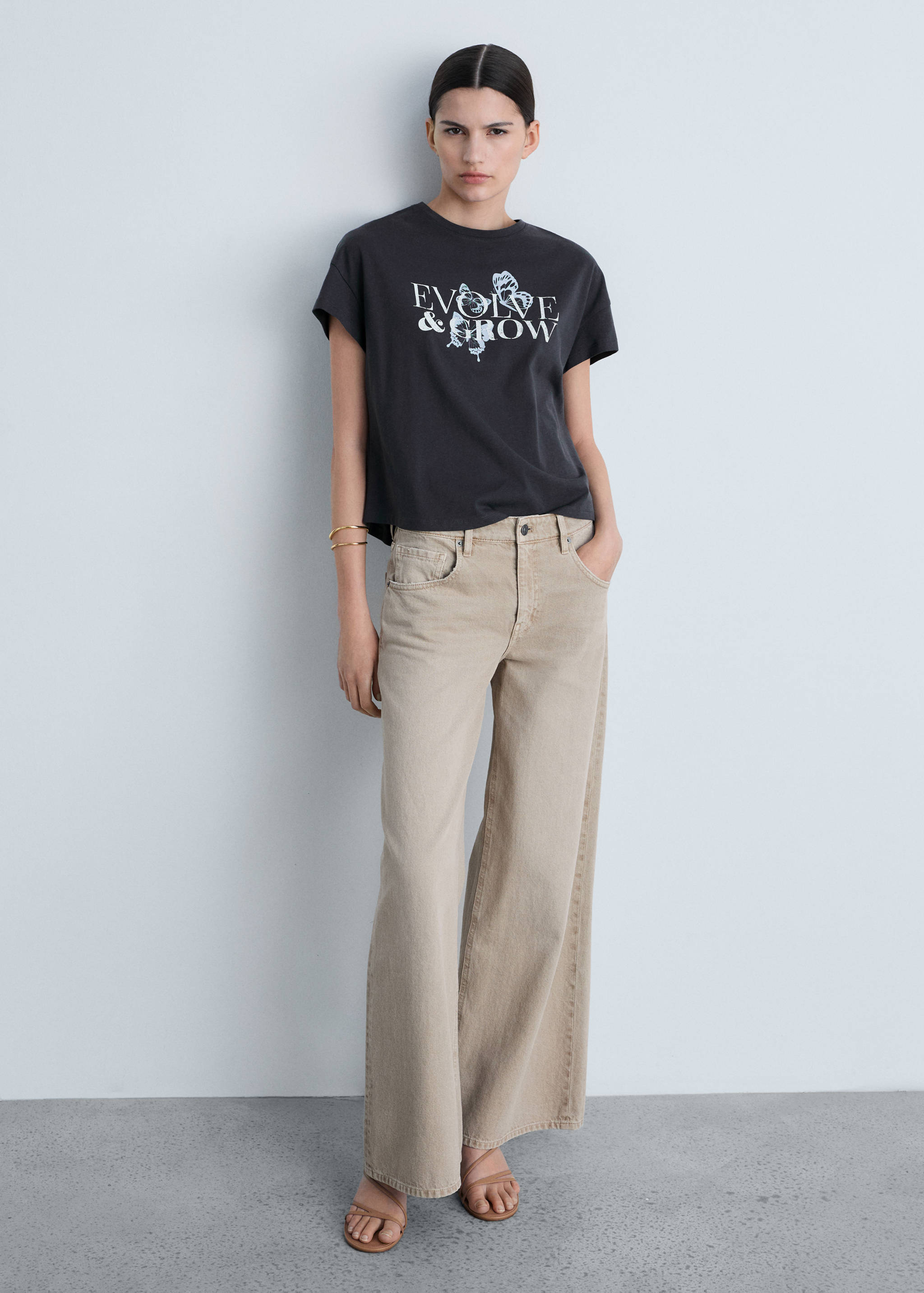 Cotton t-shirt with printed message - General plane