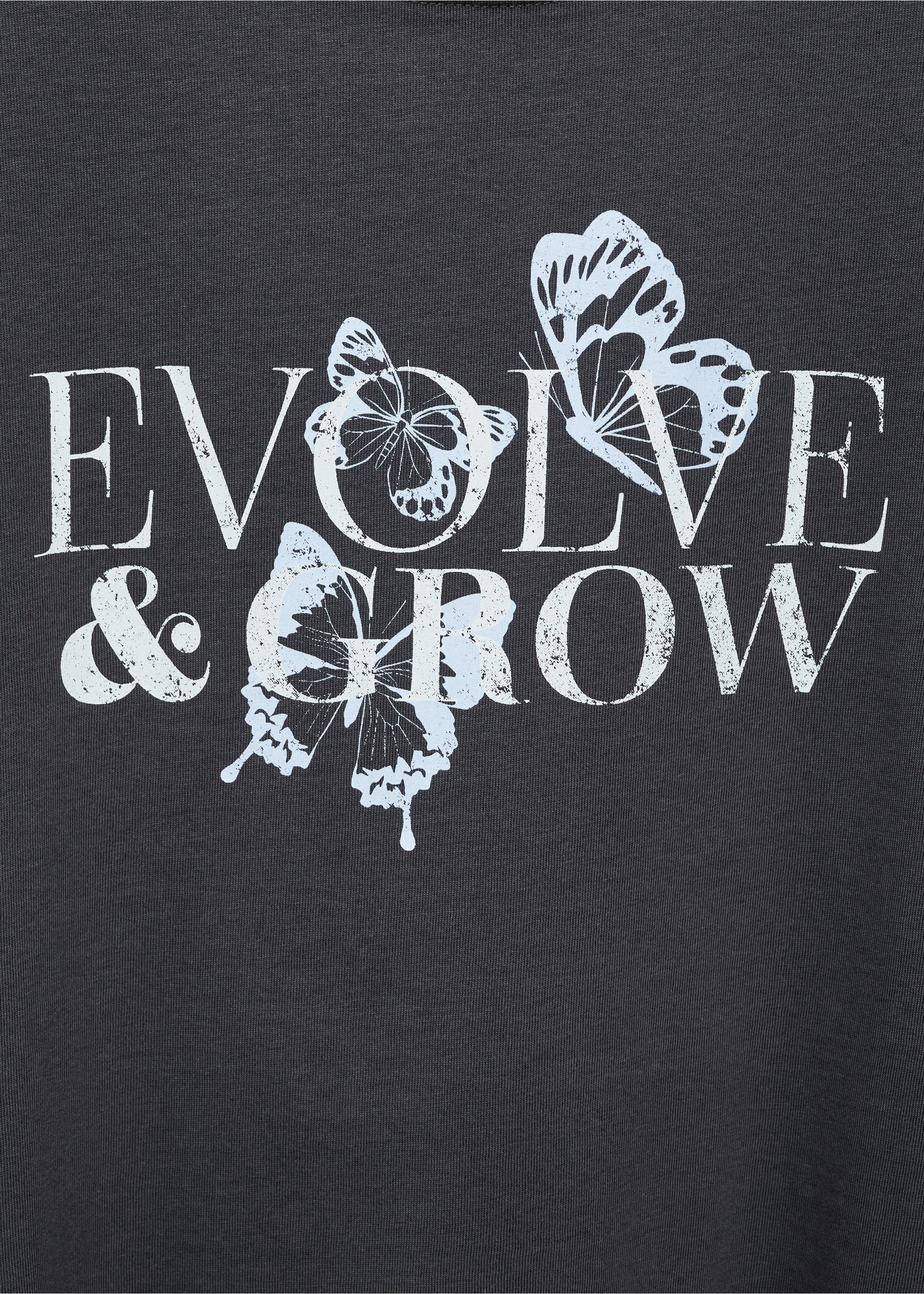 Cotton t-shirt with printed message - Details of the article 8, Charcoal. Ref: 87015746-00.