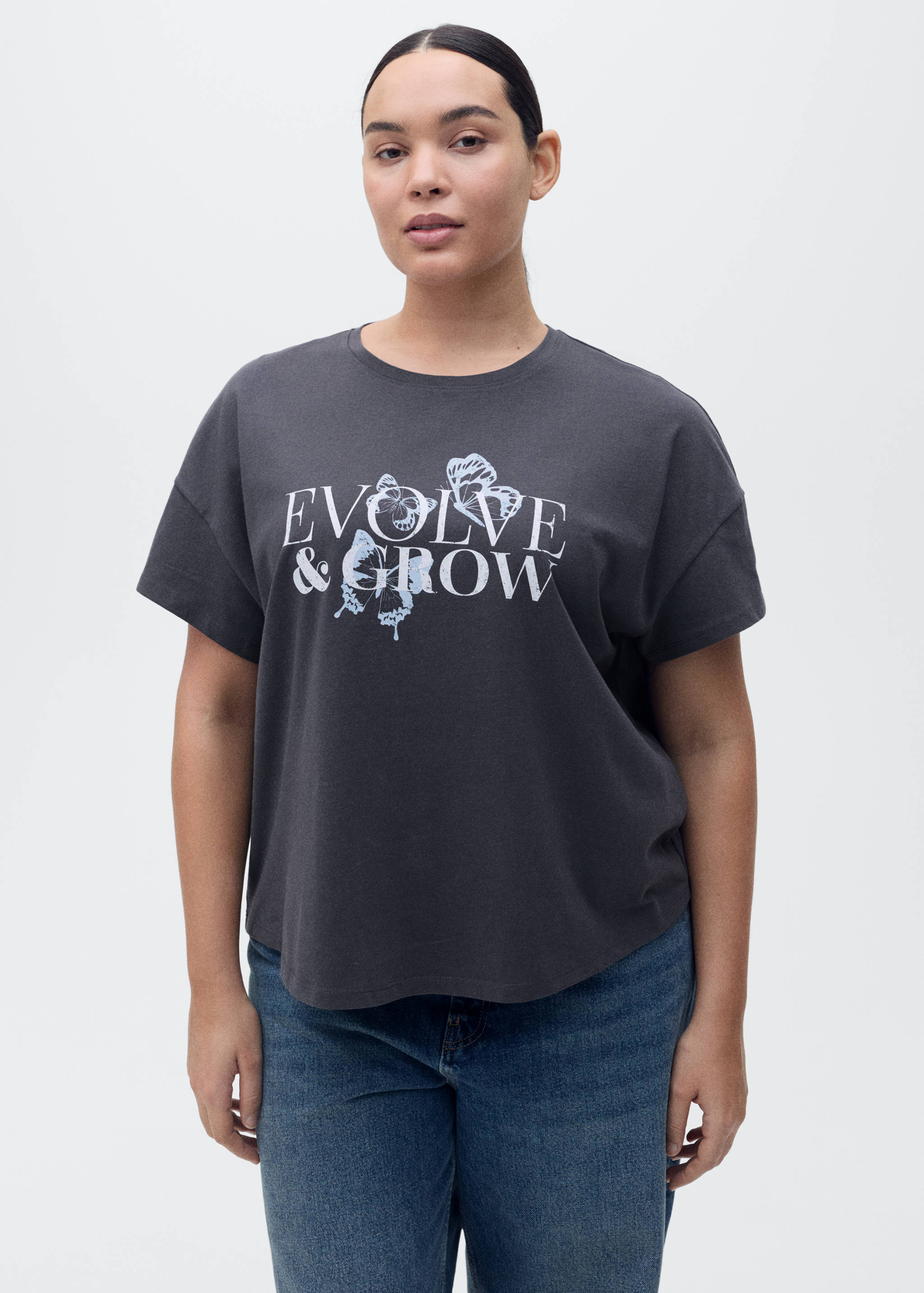 Cotton t-shirt with printed message - Details of the article 5