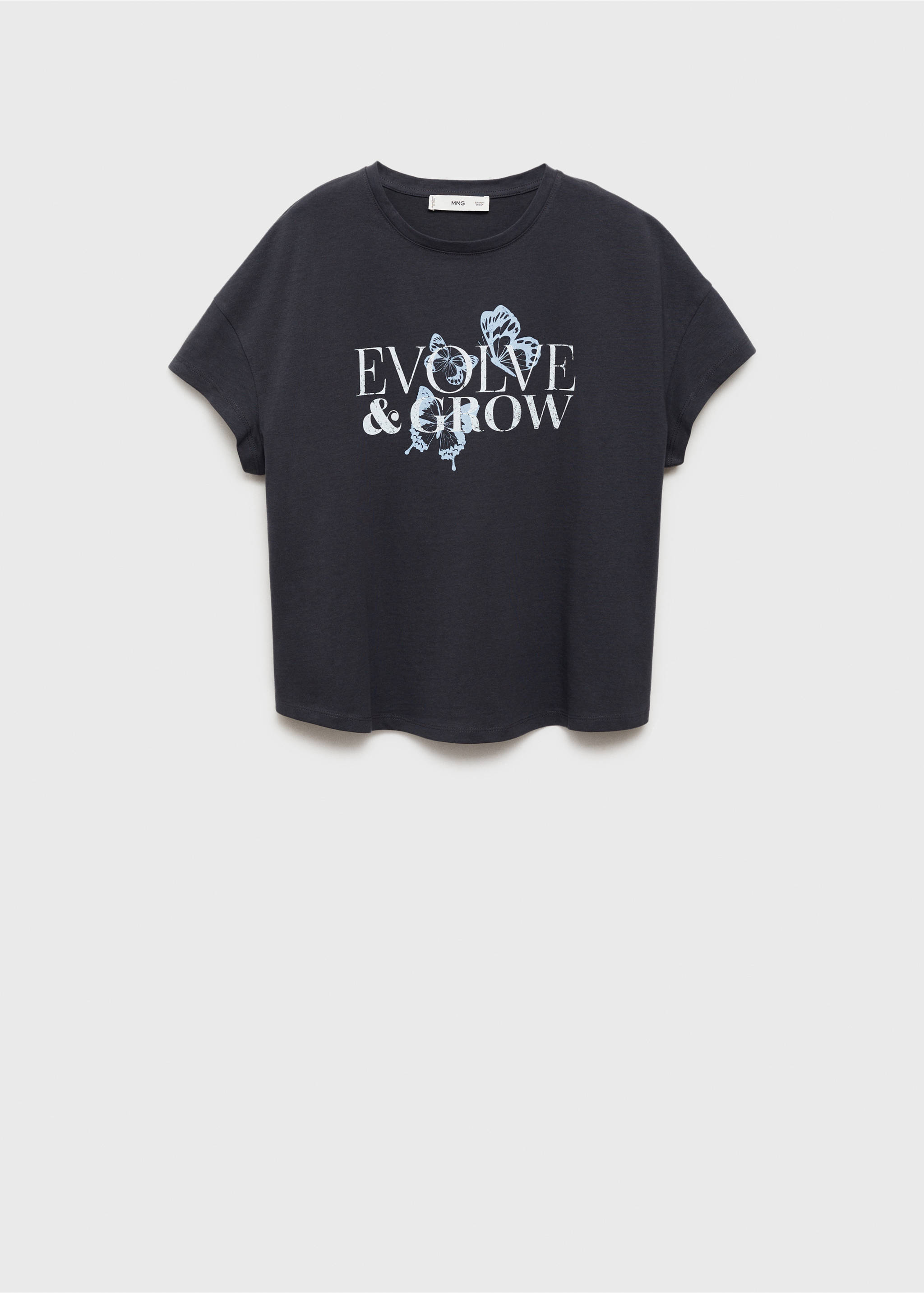 Cotton t-shirt with printed message - Article without model, Charcoal. Ref: 87015746-00.