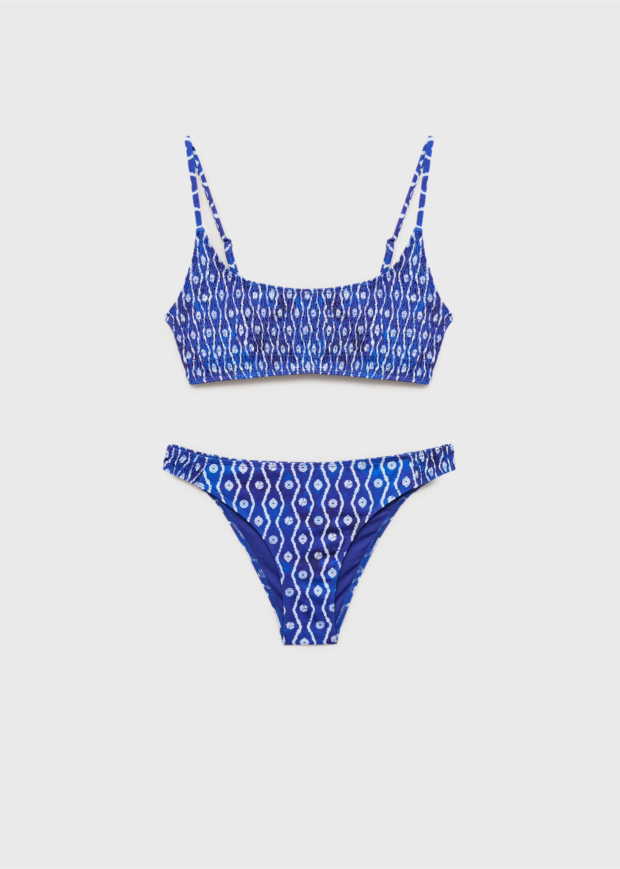 Gemusterter Bikini mit Raffdetails - Artikel ohne Model, Elektrischblau. Ref: 87015750-00.