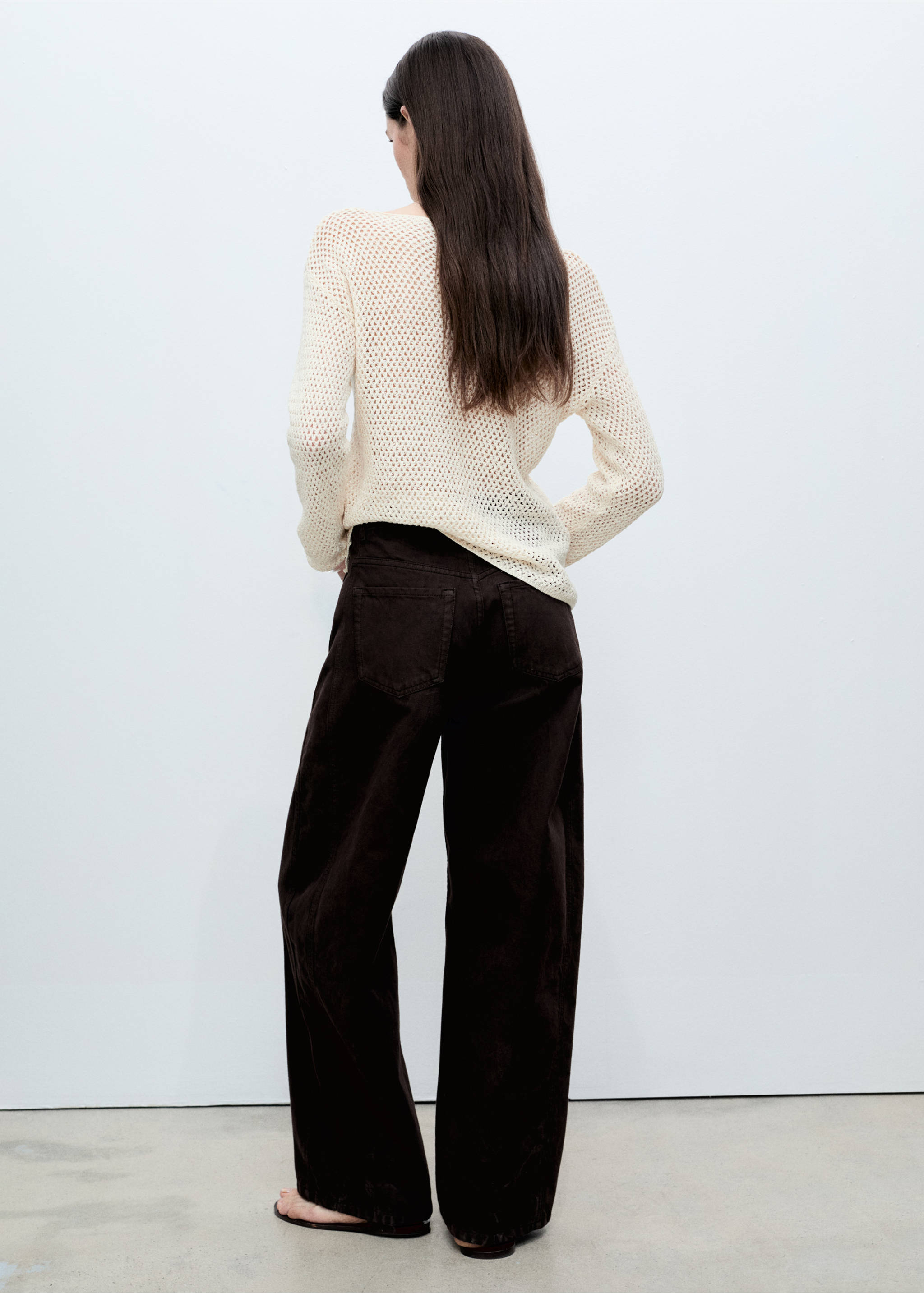 Pull col bateau en maille ajourée - Verso de l’article, Écru. Ref: 87015754-00.