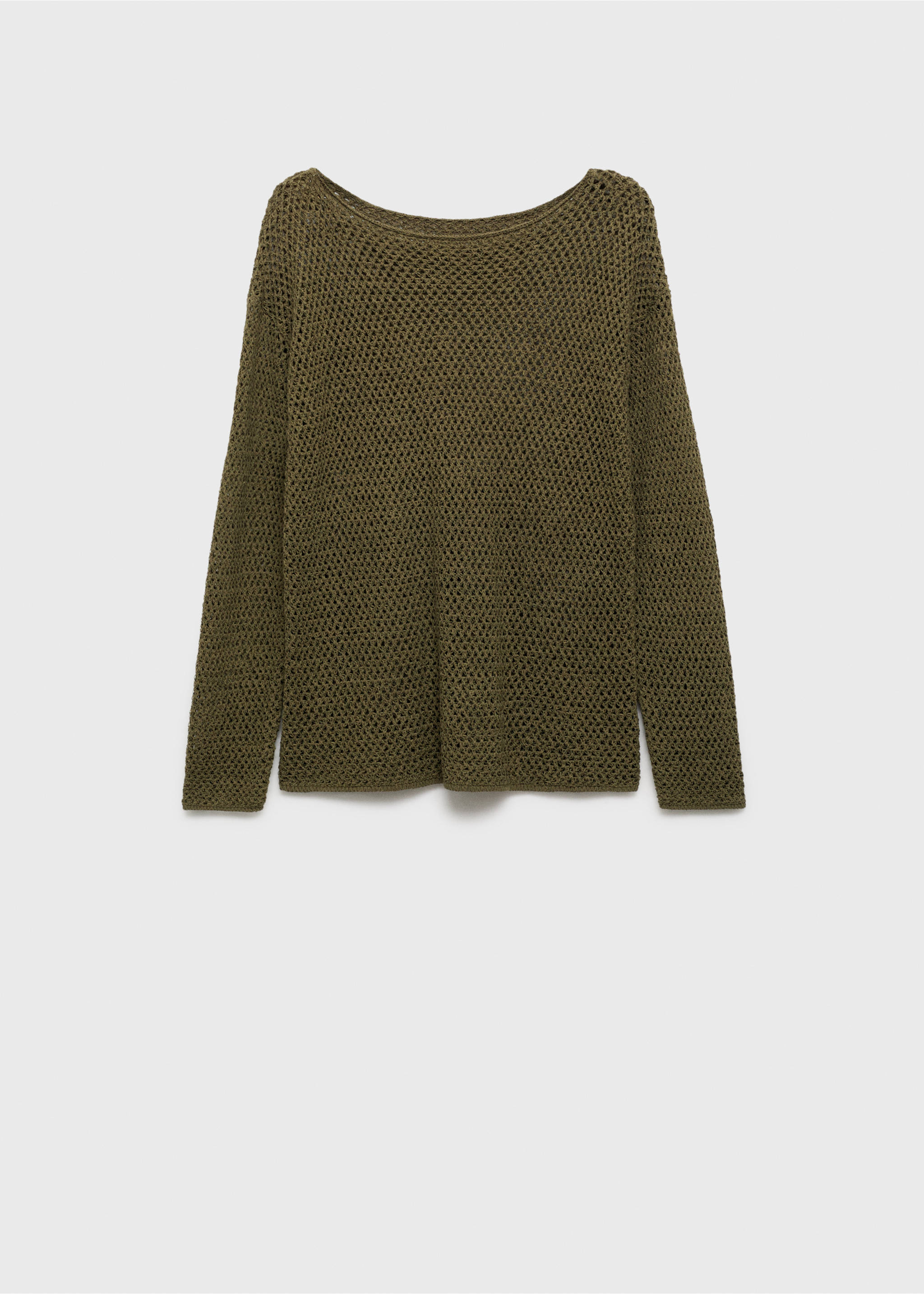 Pullover mit U-Boot-Ausschnitt und Lochstrickmuster - Artikel ohne Model, Khaki. Ref: 87015754-00.