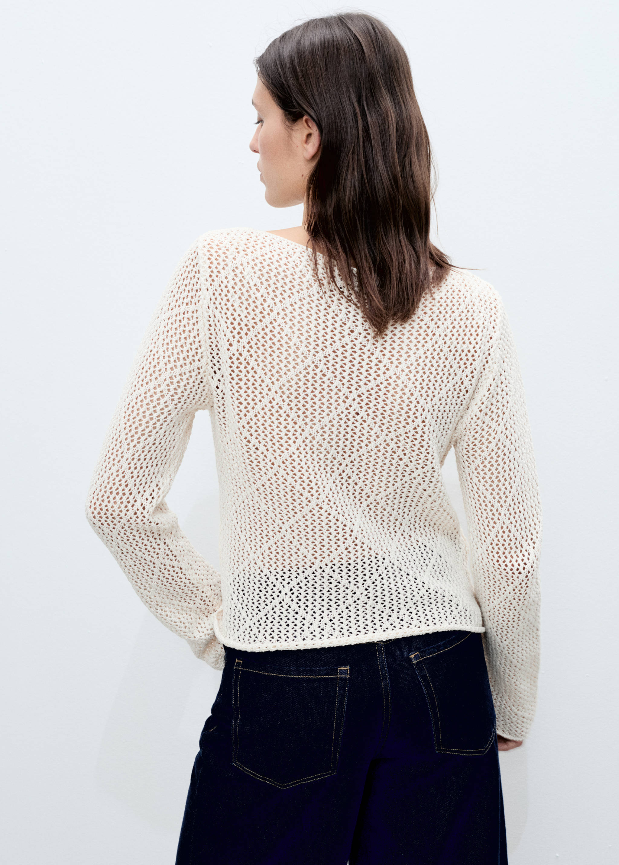 Openwork knitted cotton sweater - Reverse of the article
