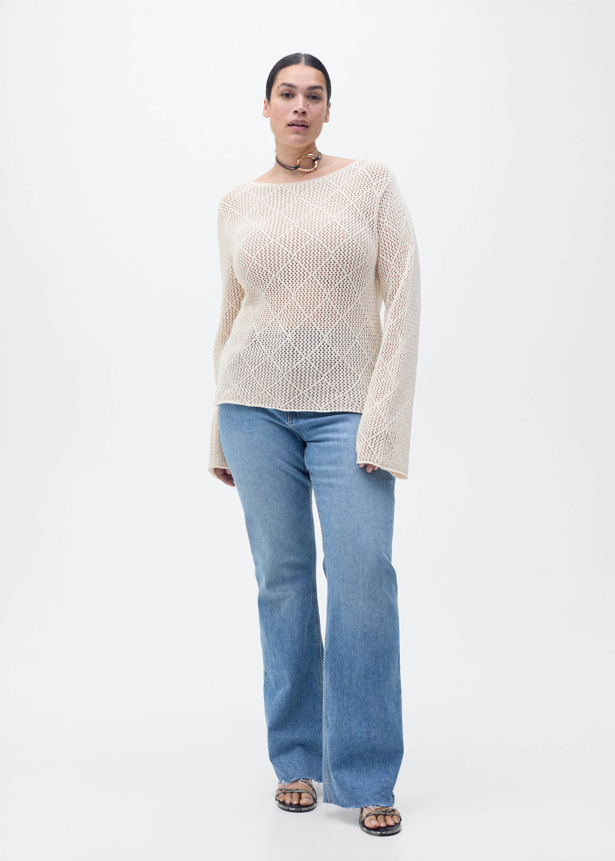 Openwork knitted cotton sweater - Details of the article 3