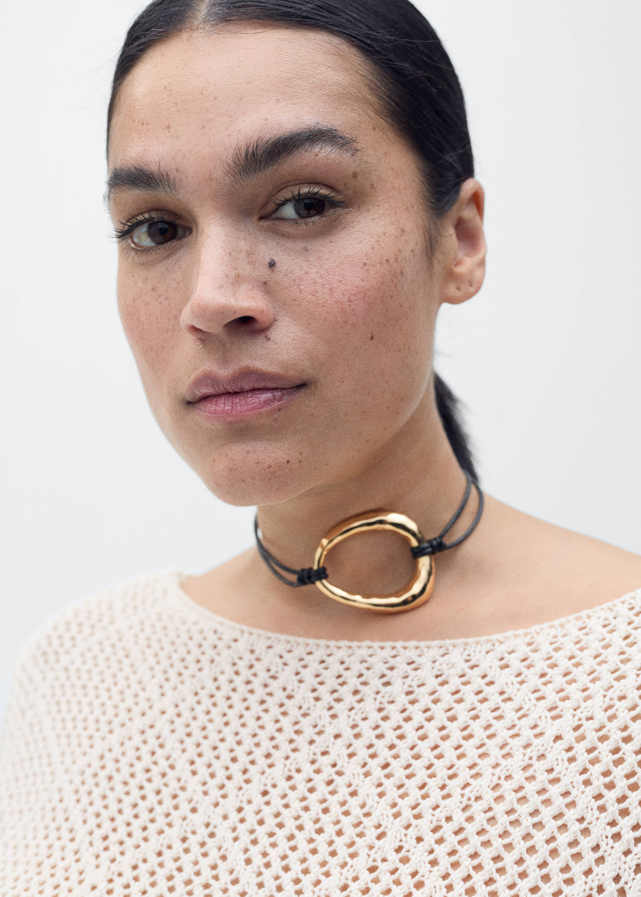 Openwork knitted cotton sweater - Details of the article 4