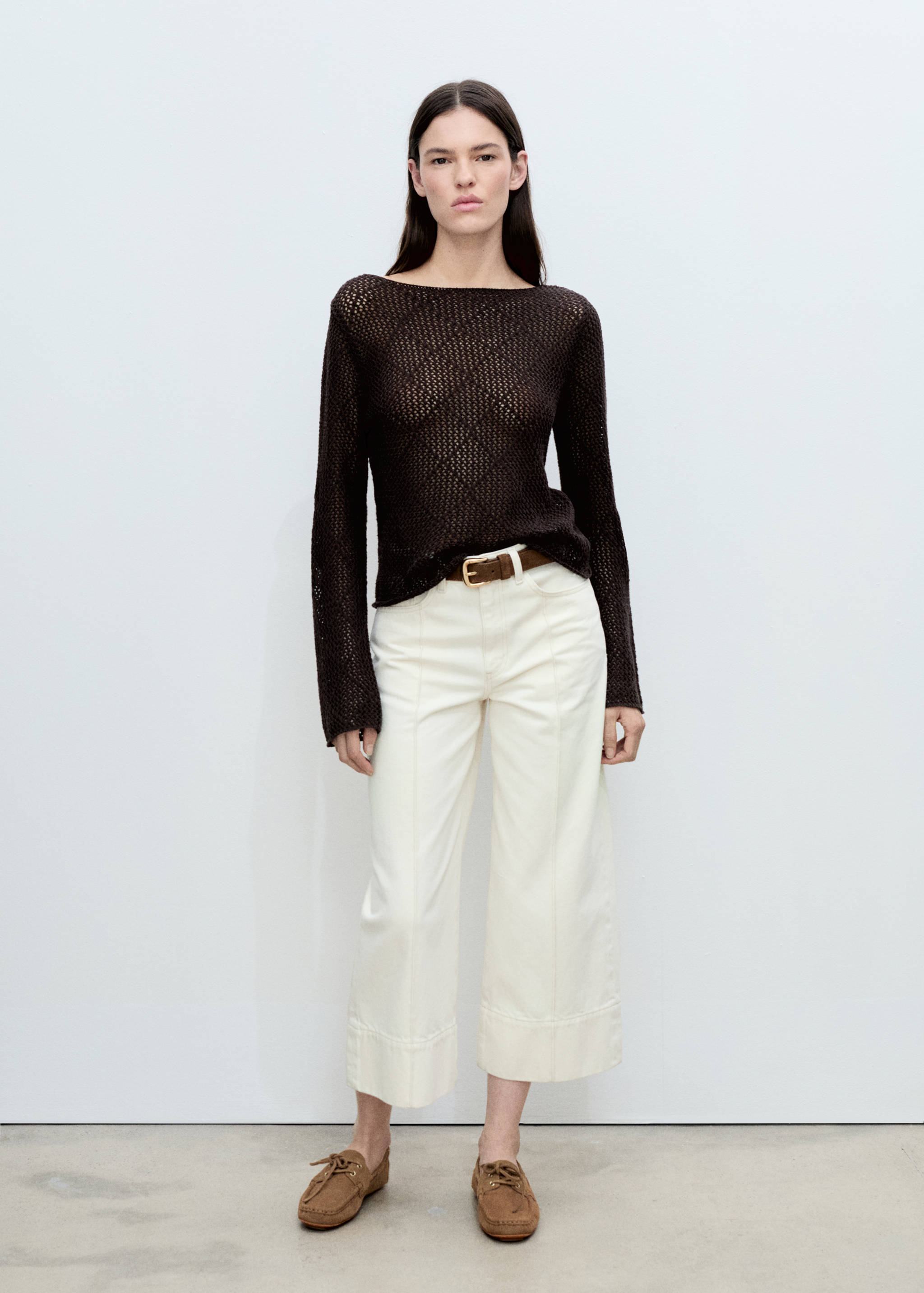 Openwork knitted cotton sweater - General plane