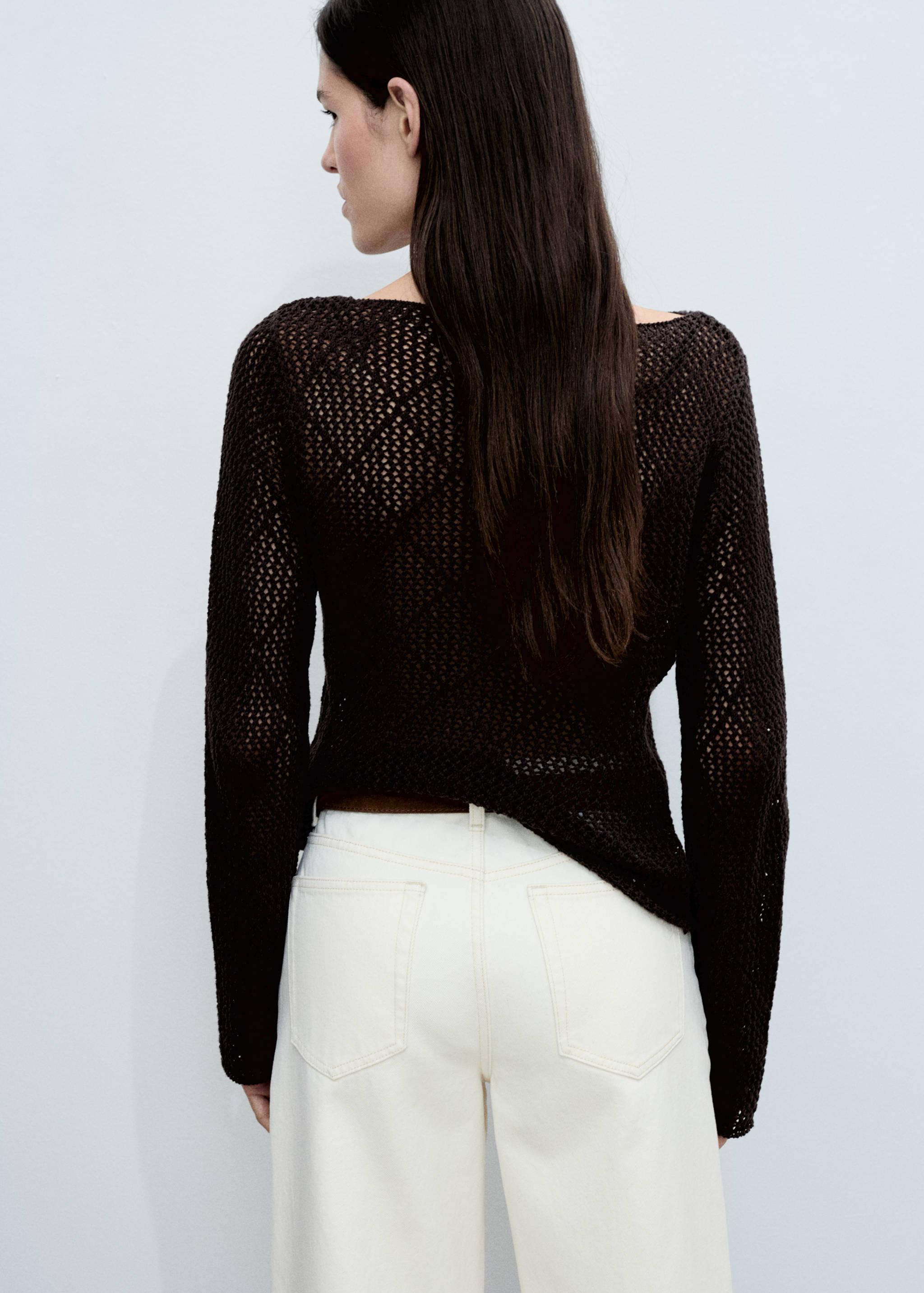 Openwork knitted cotton sweater - Reverse of the article