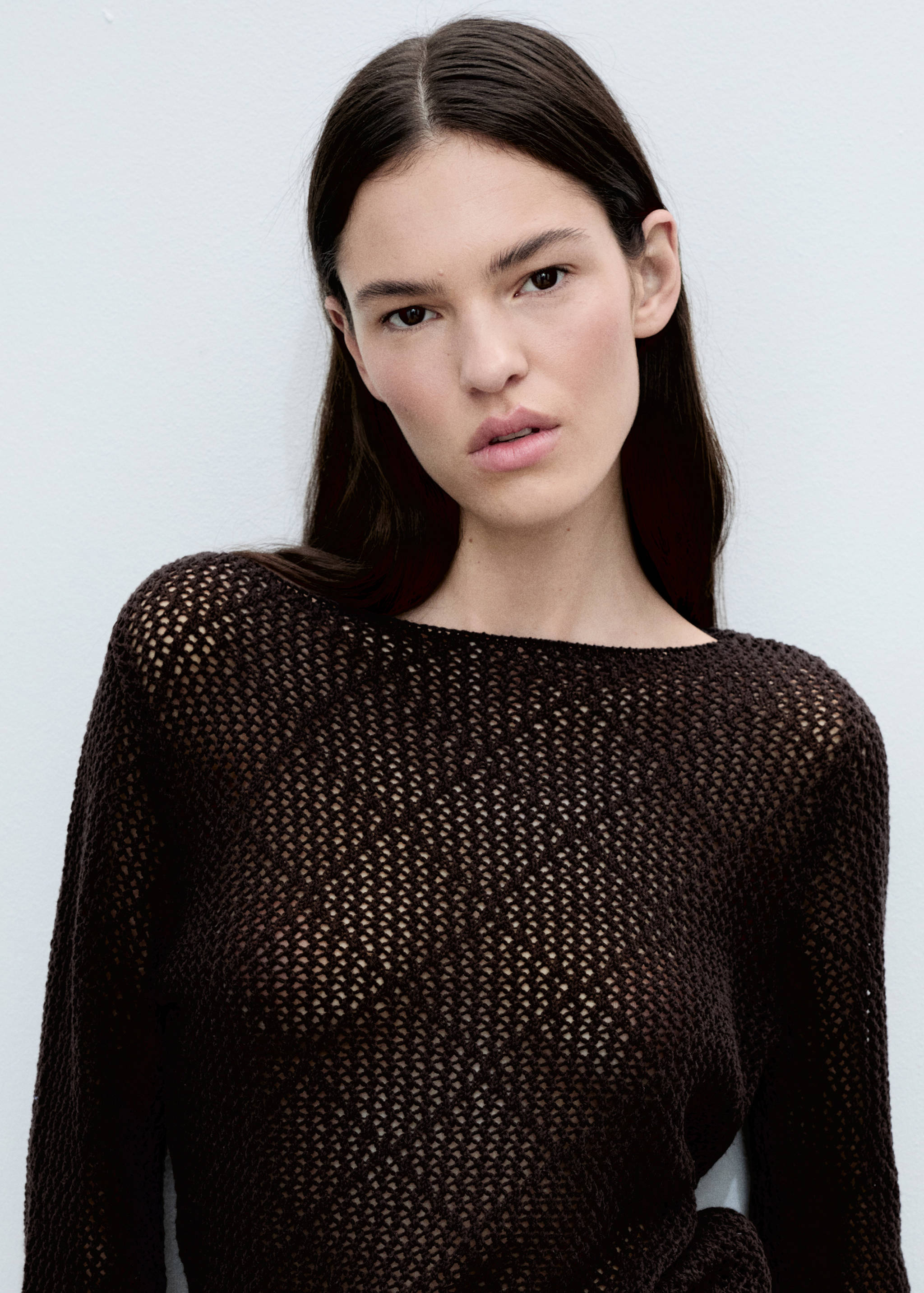 Openwork knitted cotton sweater - Details of the article 1